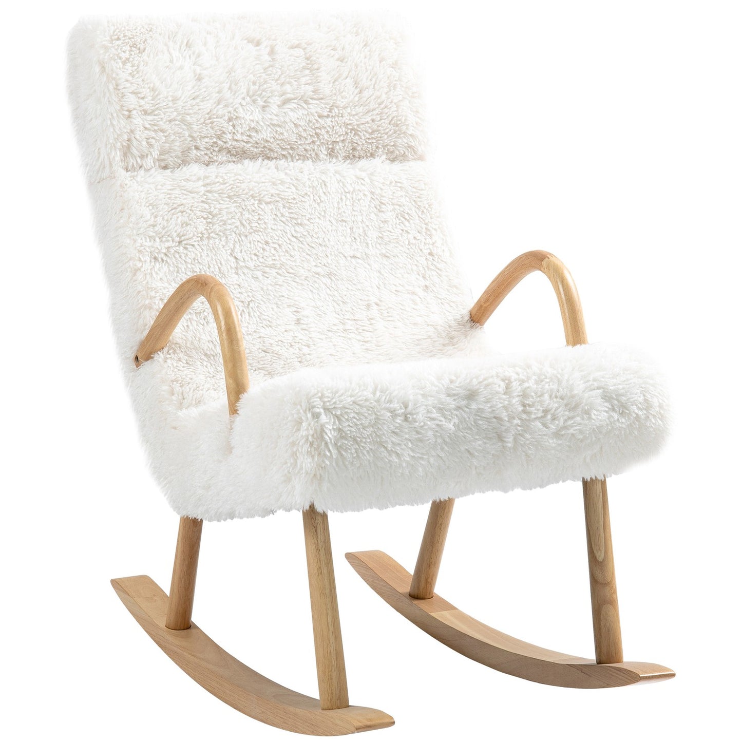 White wool-look nursery rocking chair, 120 kg Capacity