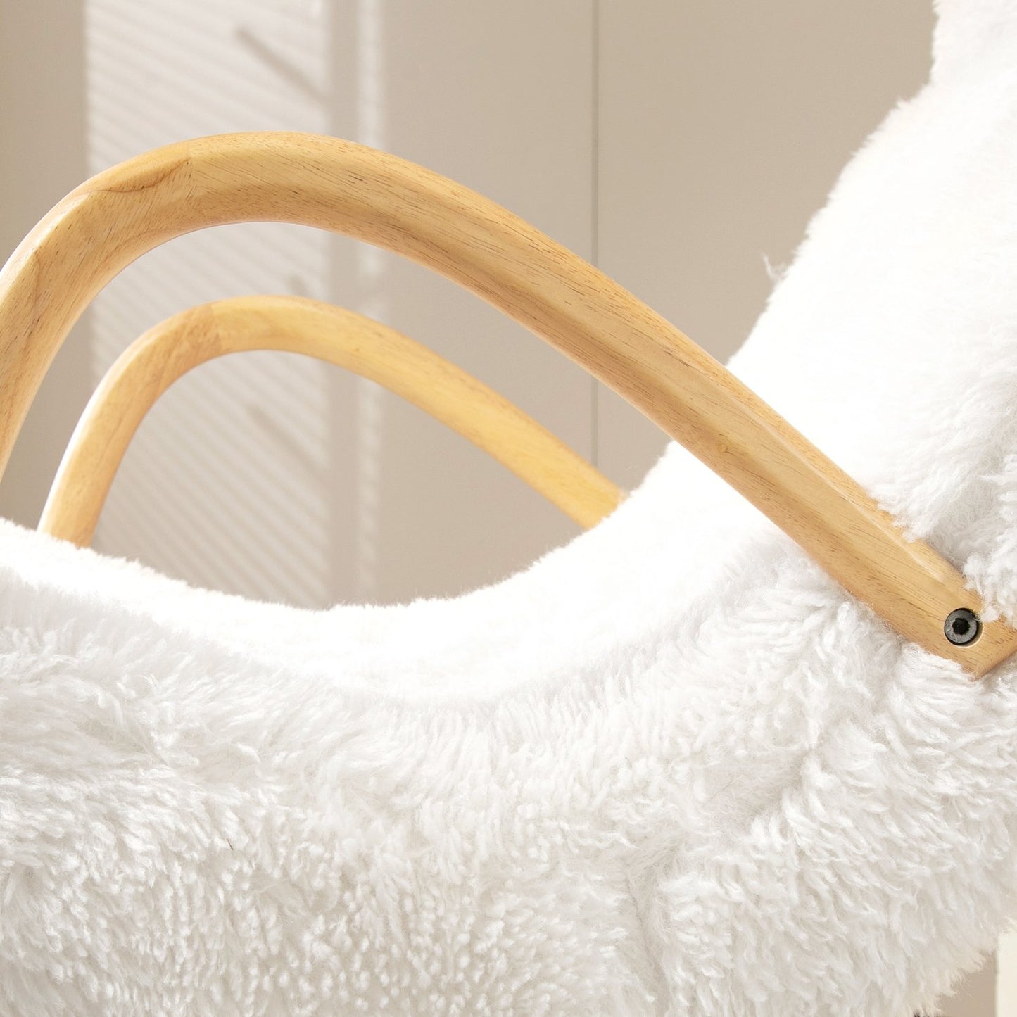 White wool-look nursery rocking chair, 120 kg Capacity