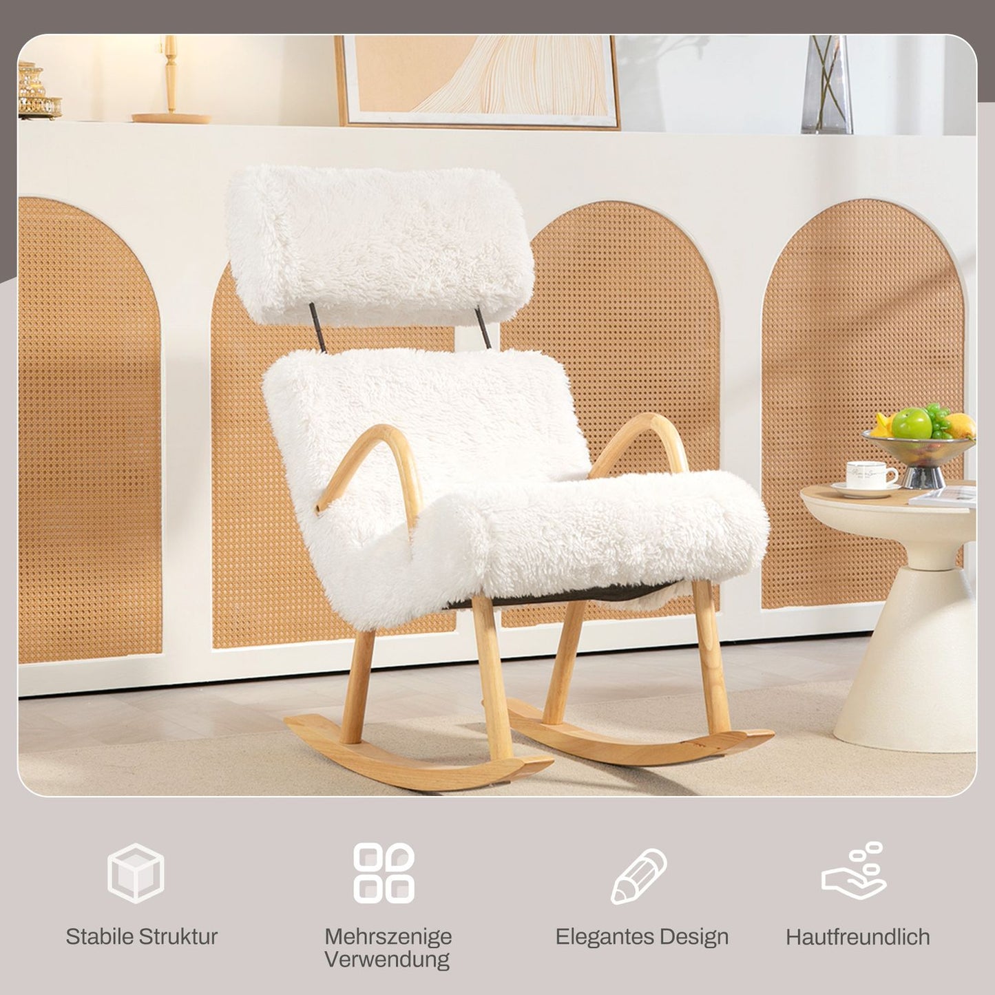 White wool-look nursery rocking chair, 120 kg Capacity