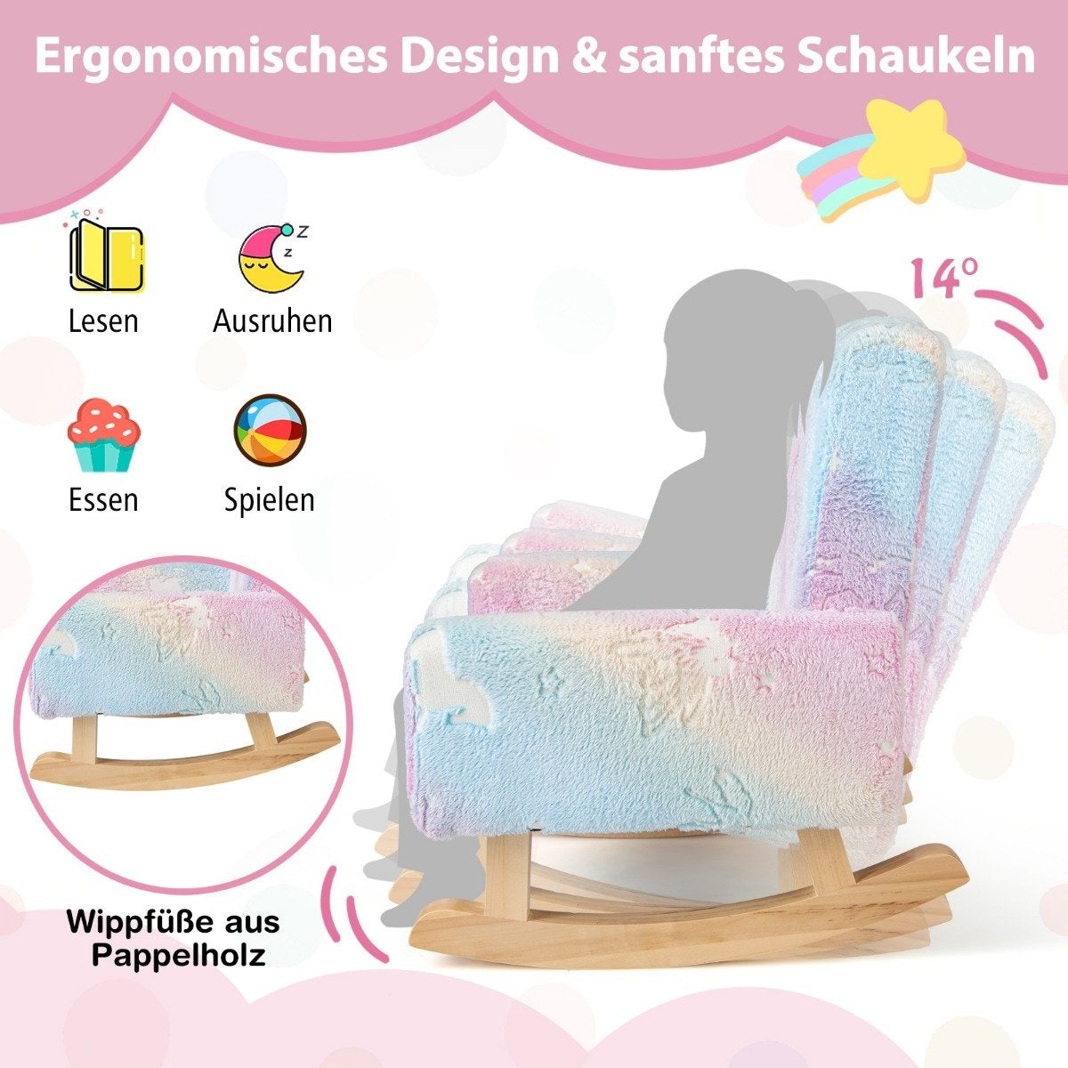 Rocking chair children's children's sofa glowing in the dark children's armchair upholstered in colorful flannel fabric