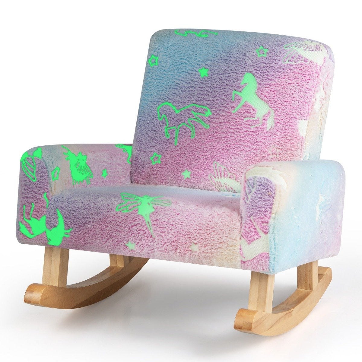 Rocking chair children's children's sofa glowing in the dark children's armchair upholstered in colorful flannel fabric