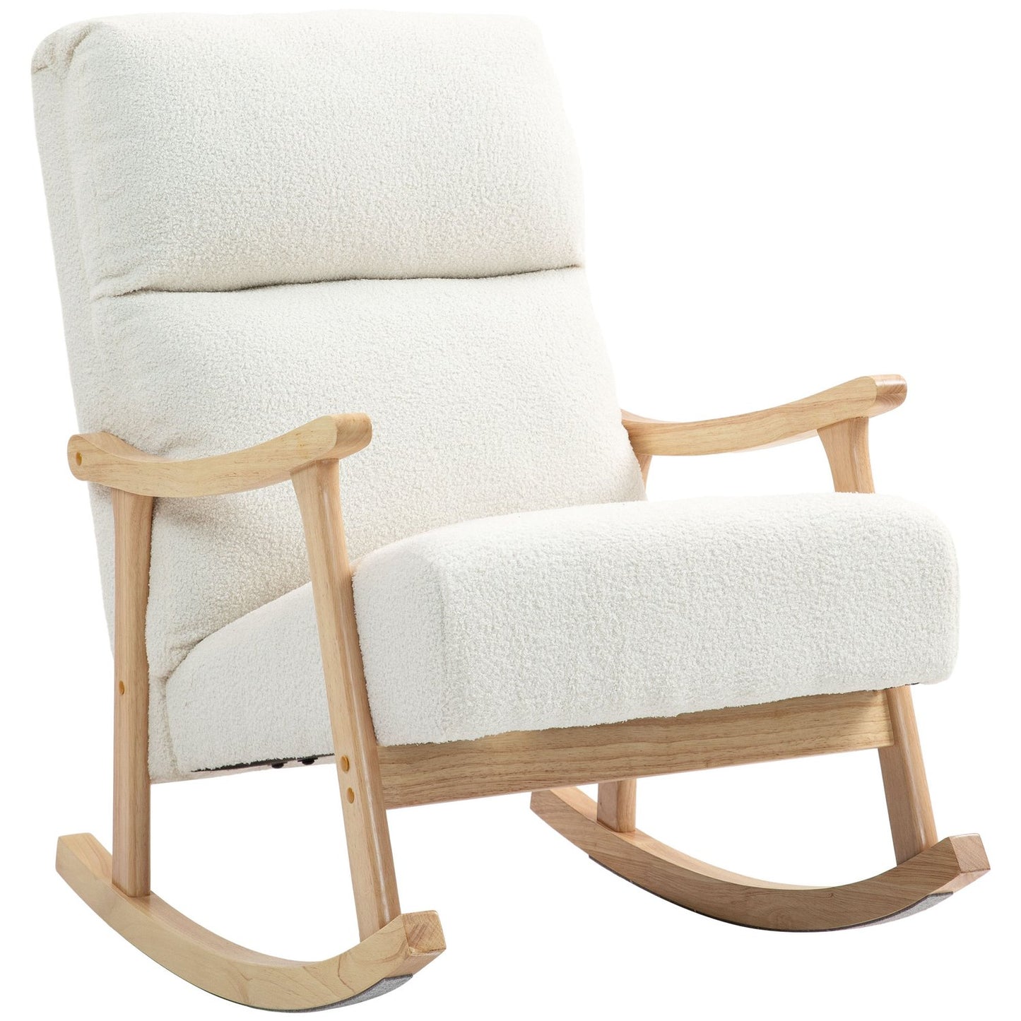 Cream White Velvet Look rocking chair for bedroom & living room