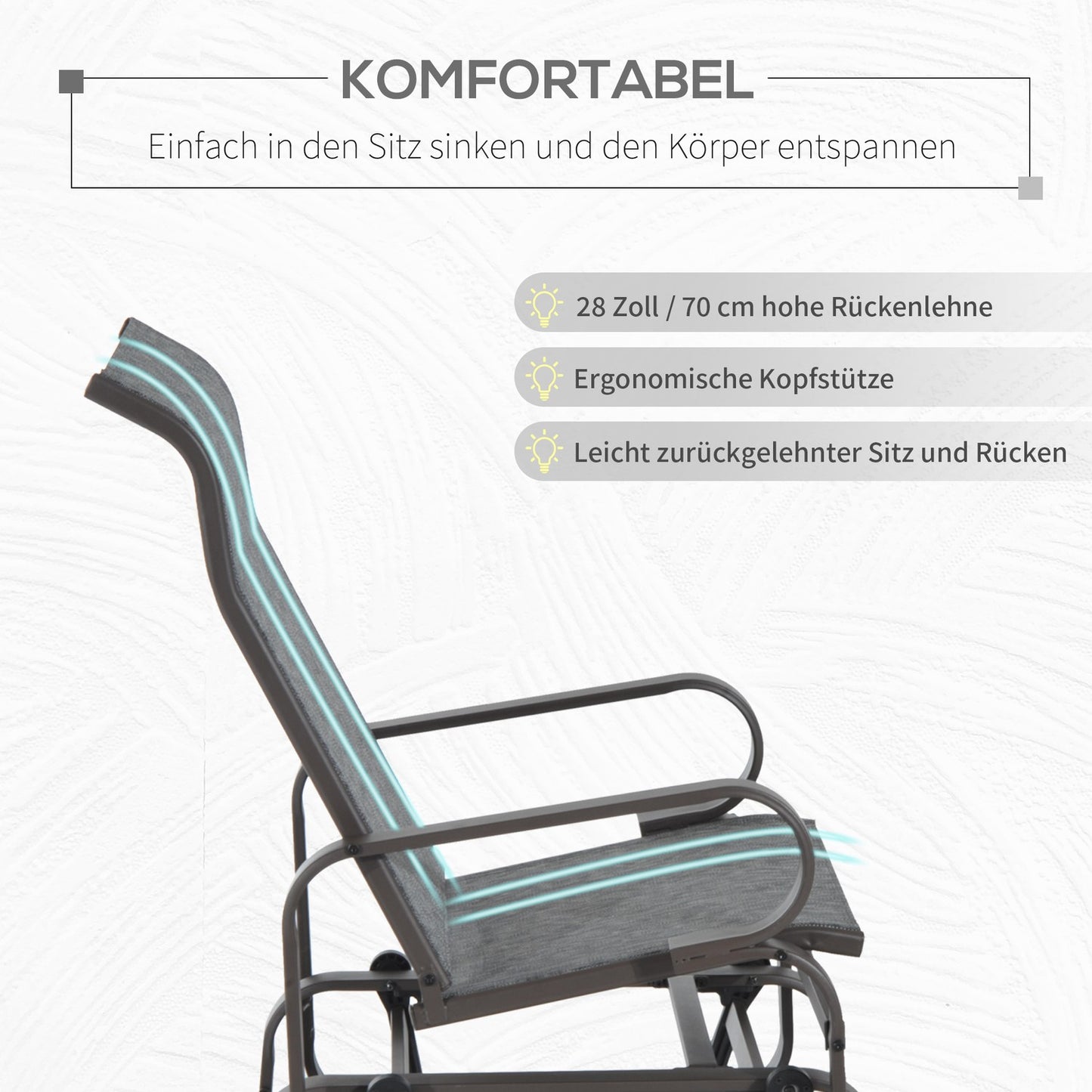 Outdoor garden rocking chair - metal, relaxing, 60x75x104cm