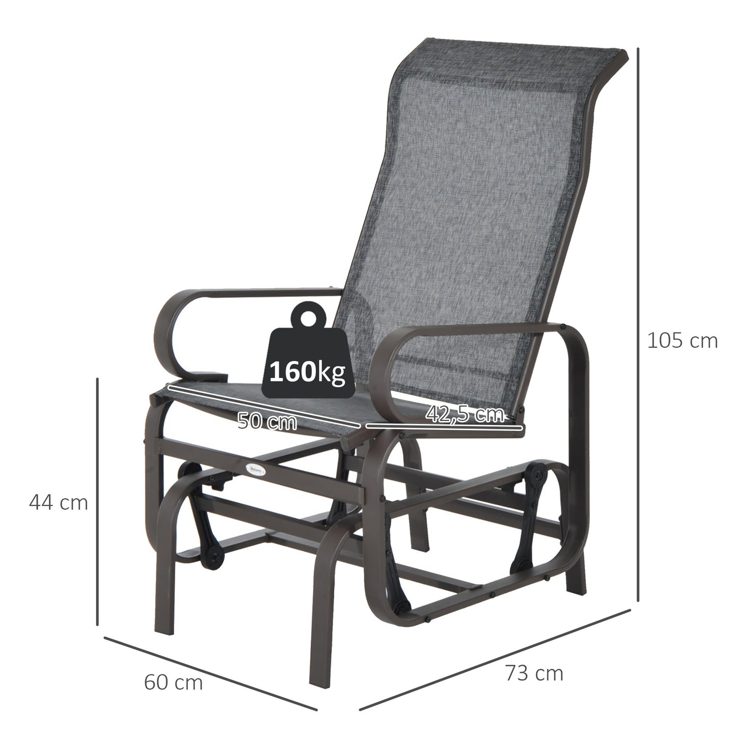 Outdoor garden rocking chair - metal, relaxing, 60x75x104cm