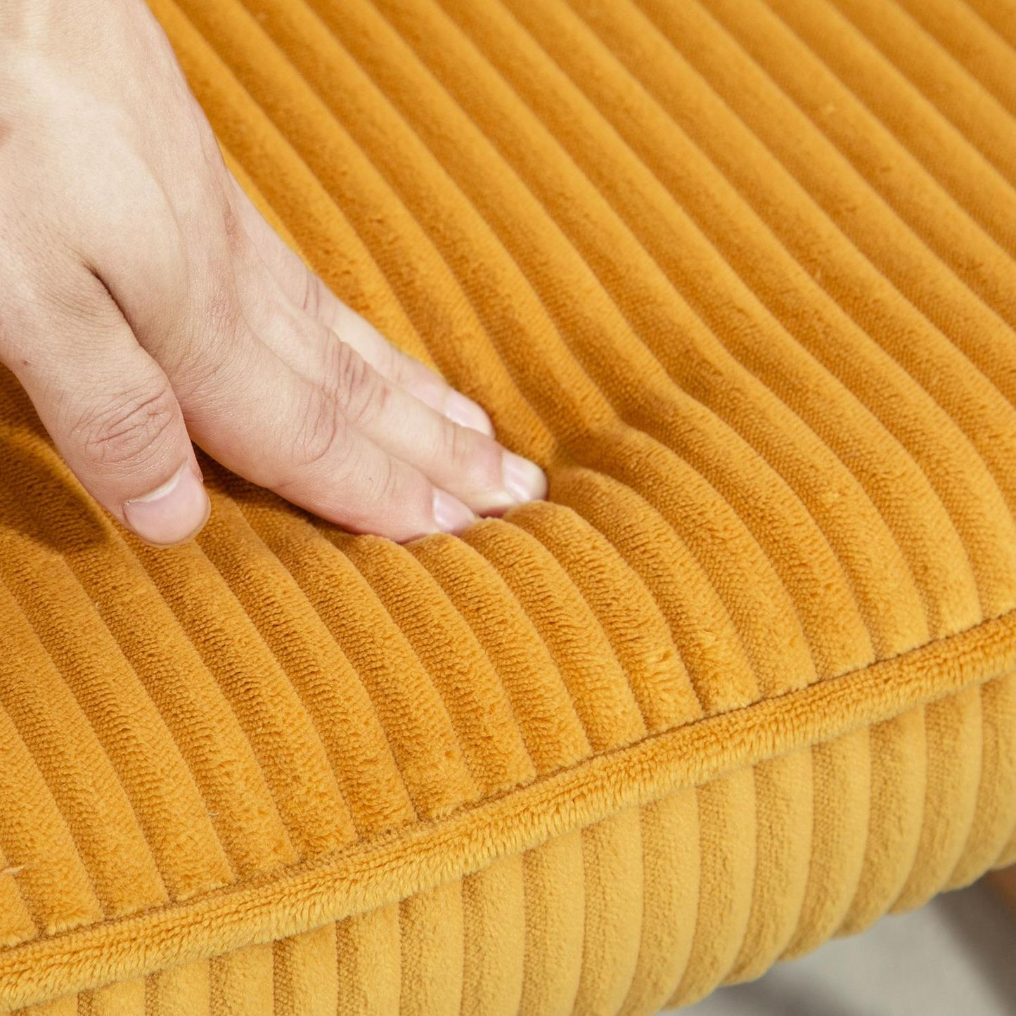 Yellow rocking chair with armrests & wooden runners