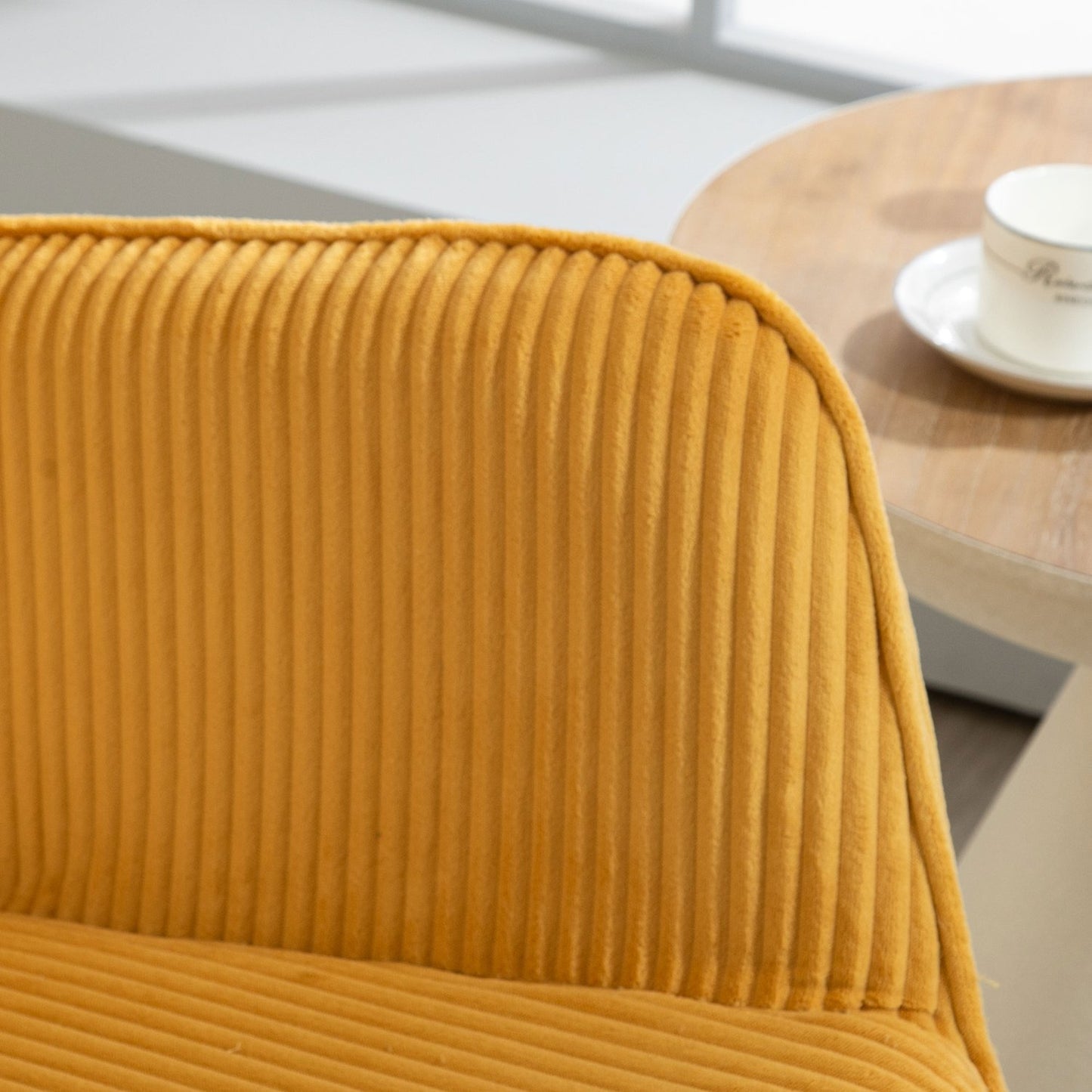 Yellow rocking chair with armrests & wooden runners