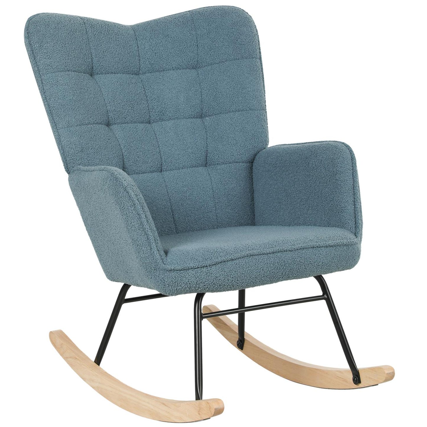 Light blue padded rocking chair with armrests, 120 kg capacity