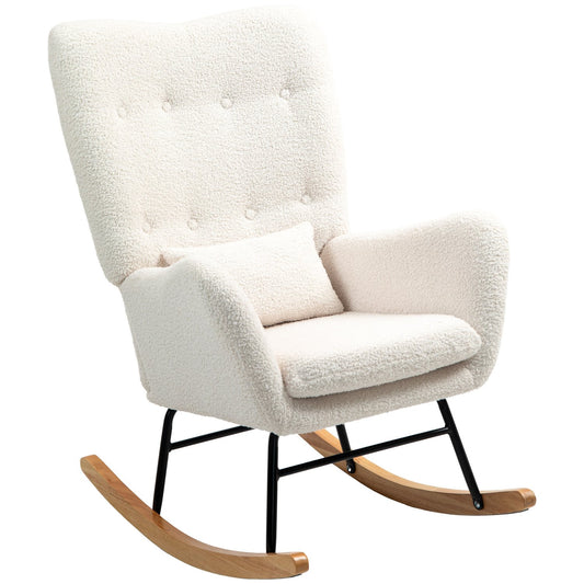 Creamy white rocking chair with armrests & cushion