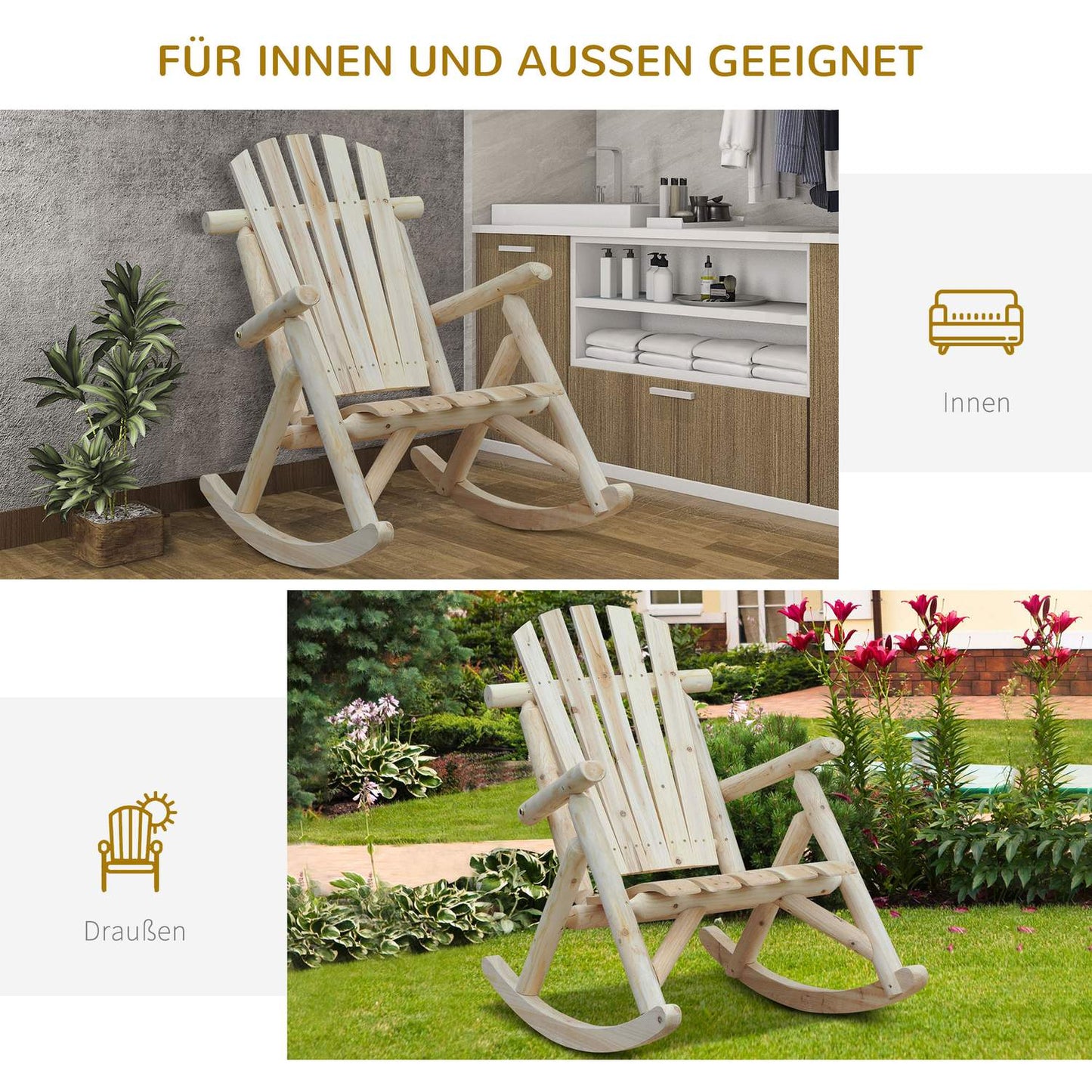 Garden rocking chair – Relaxing natural spruce wood