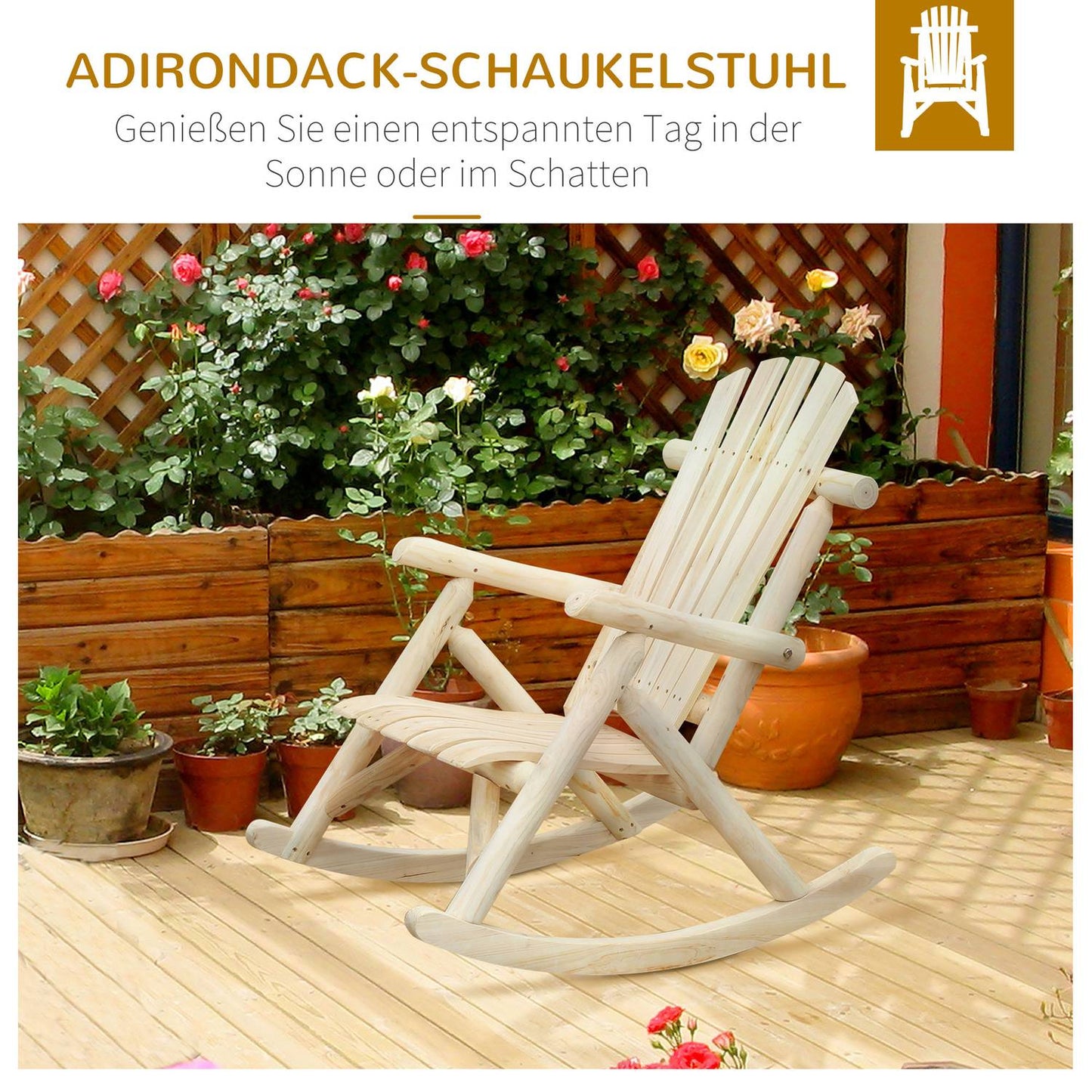 Garden rocking chair – Relaxing natural spruce wood