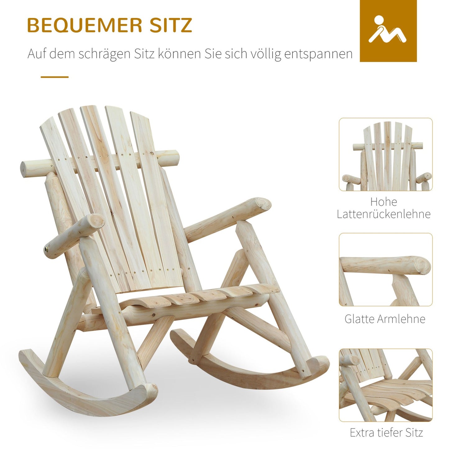 Garden rocking chair – Relaxing natural spruce wood