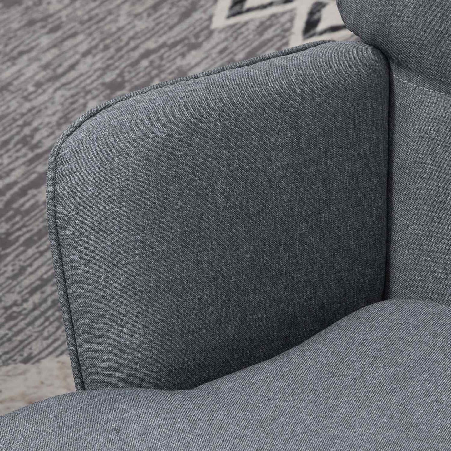 Rocking chair with linen look, 130 kg capacity, plus stool