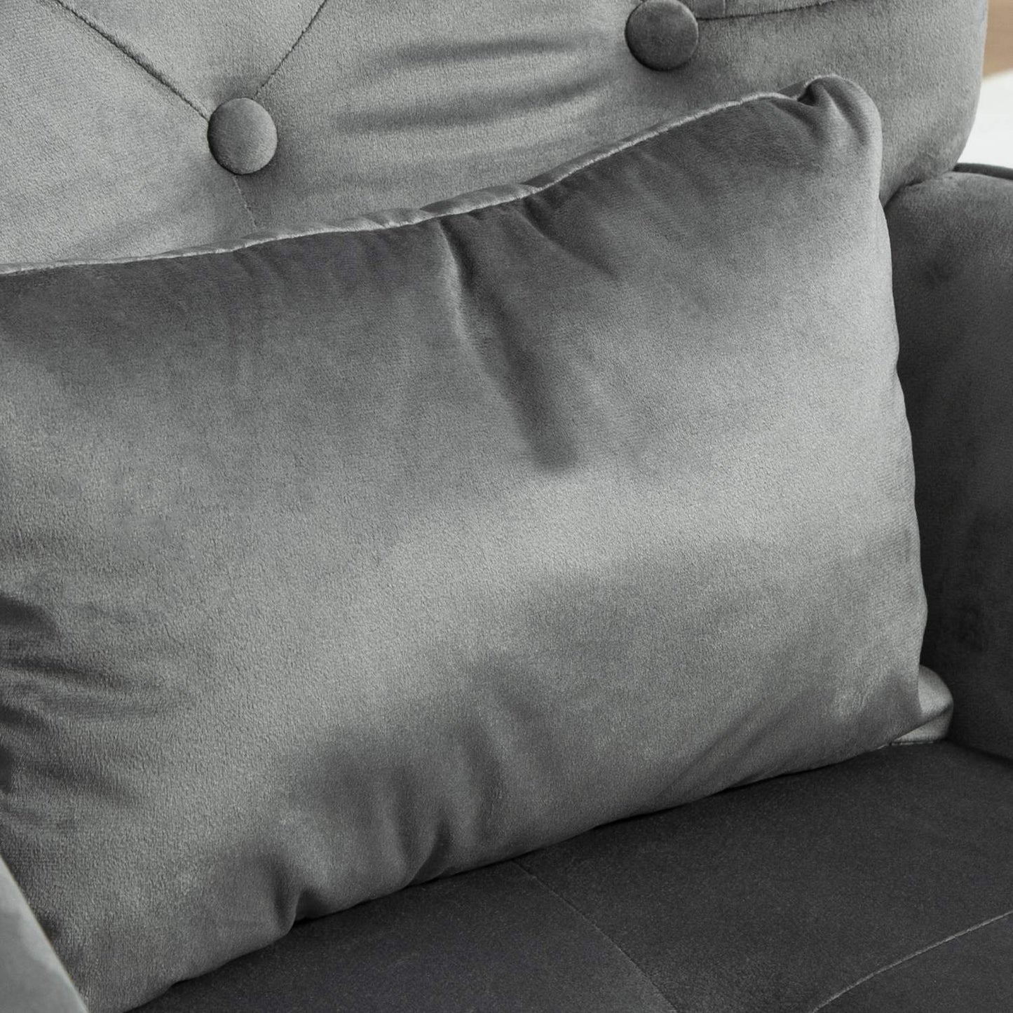 Dark gray velvet rocking chair with stool - subdued relaxation