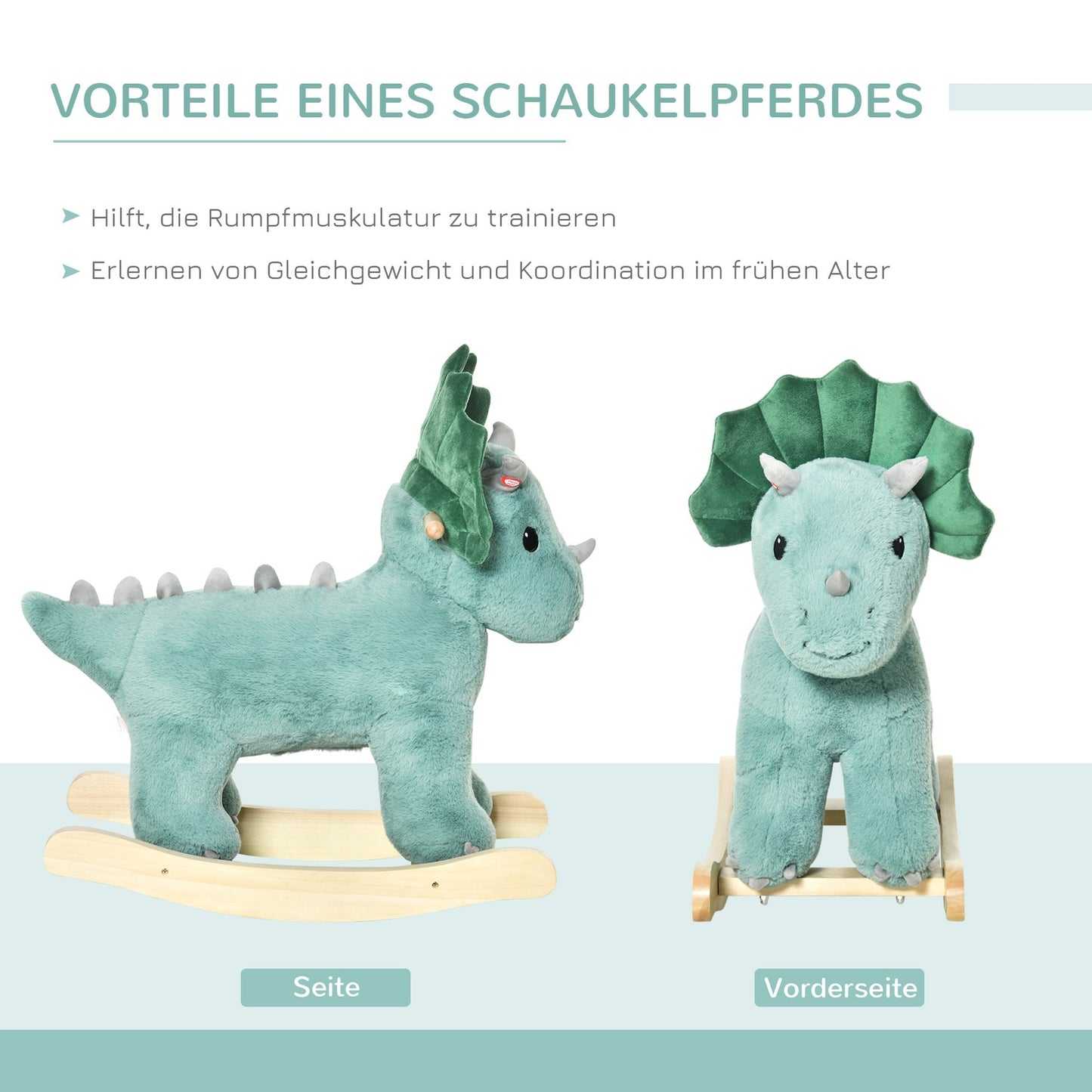 Dark green rocking horse for children, Stall & Seker, 64x30x54 cm