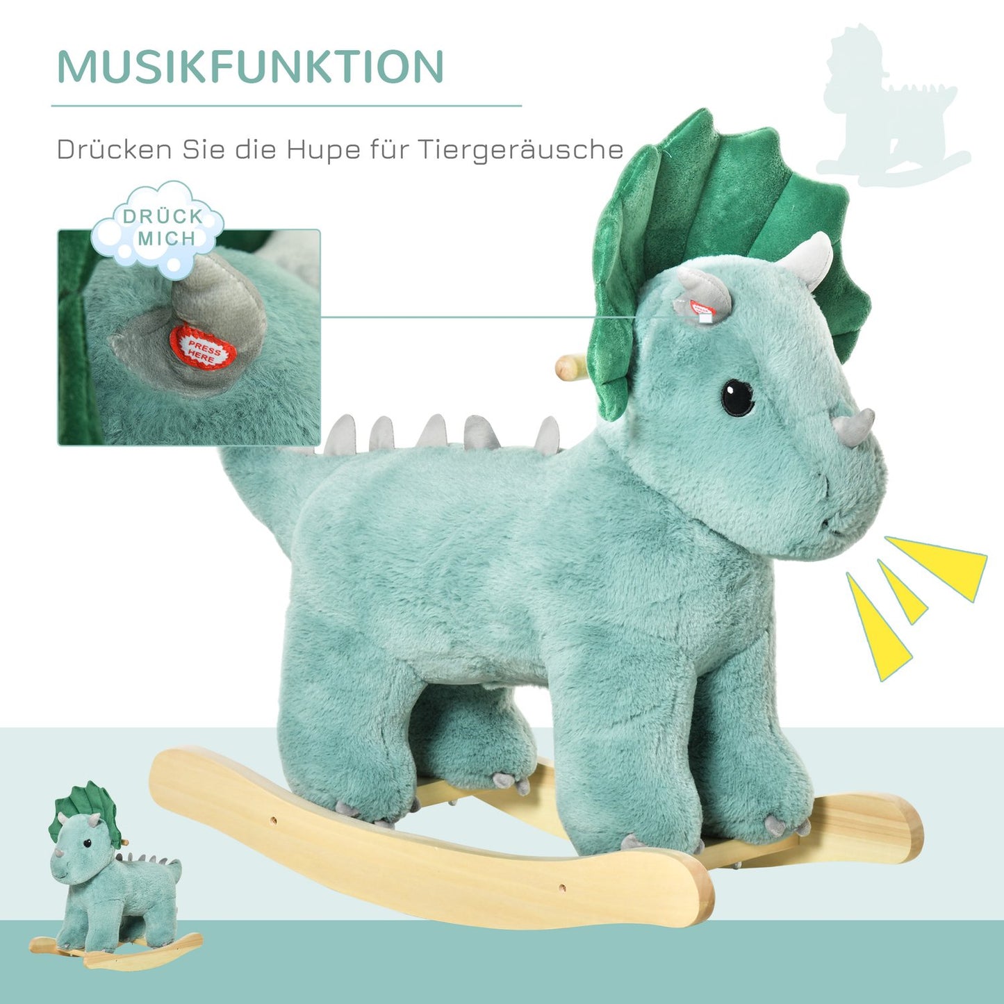 Dark green rocking horse for children, Stall & Seker, 64x30x54 cm