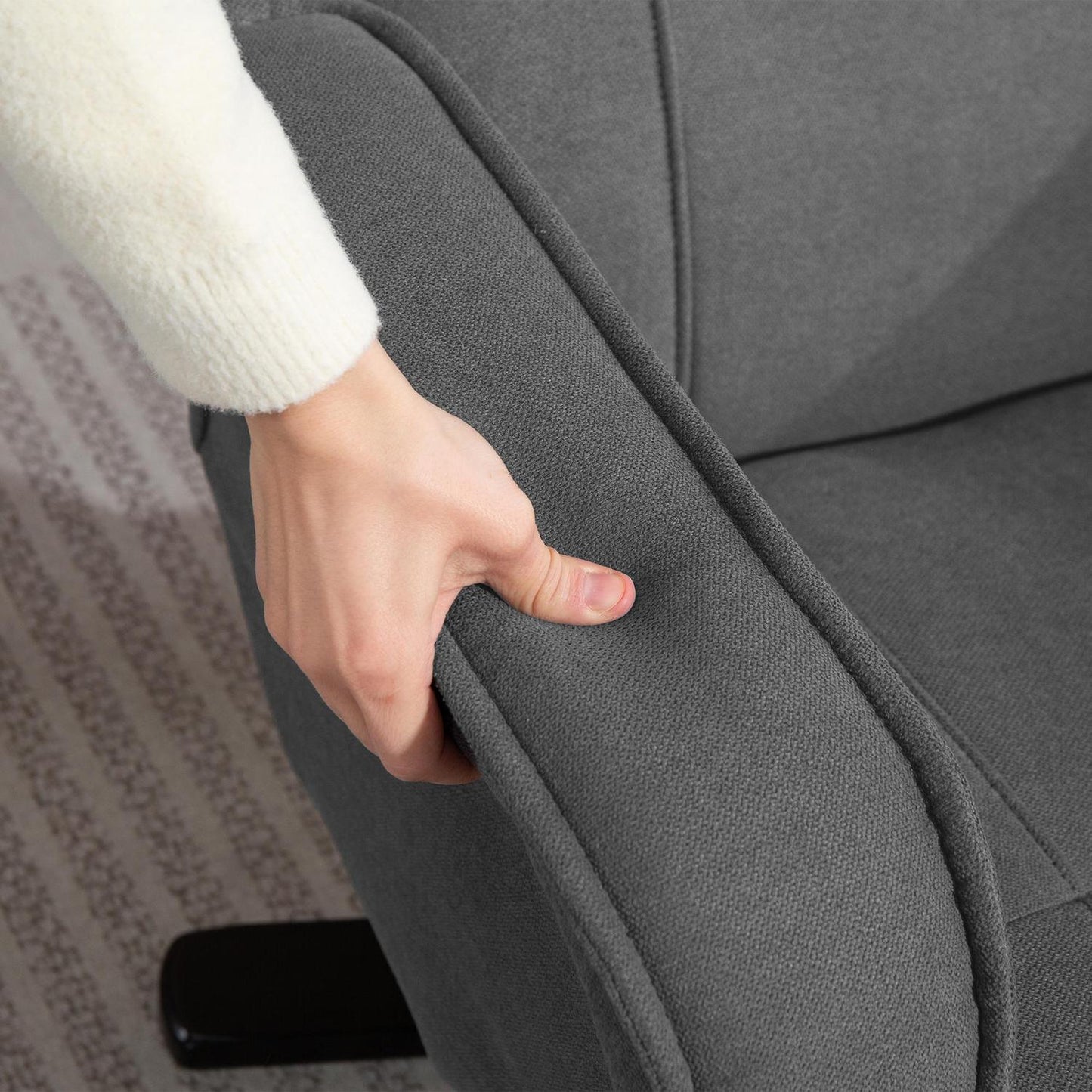Recliner Chair with Footstool, Velvet-Look, Swivel, Grey