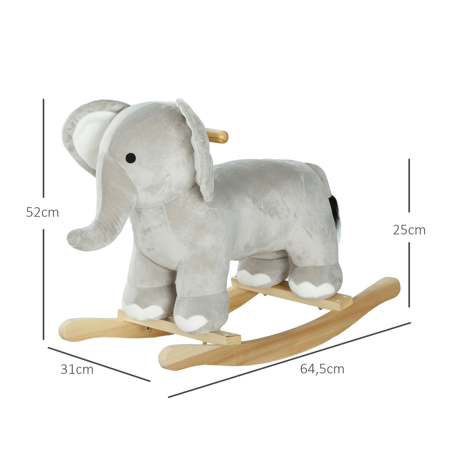 Swing toy with gray plush elephant with sound for ages 2-4