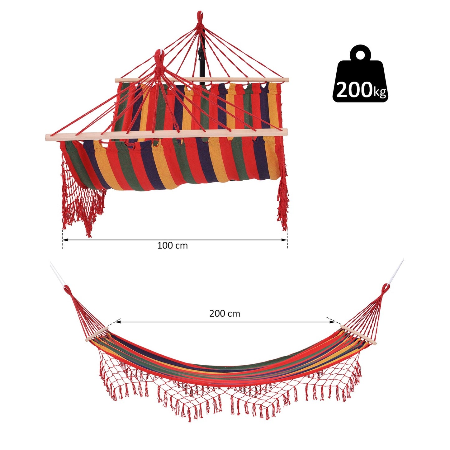 Weather Resistant UV Resistant Cotton Polyester Hammock, 2x1M, 150kg Capacity