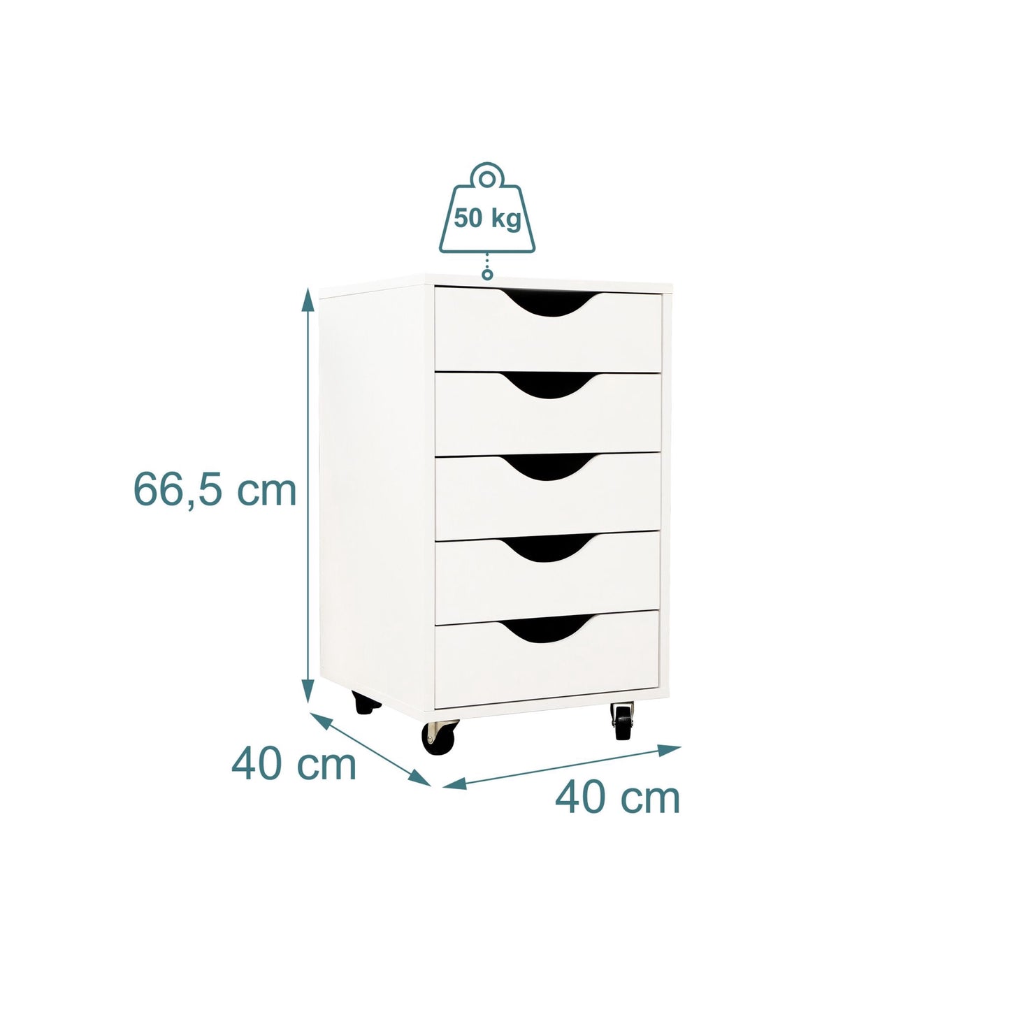 Roll Container with 5 Drawers, Mobile Office Storage