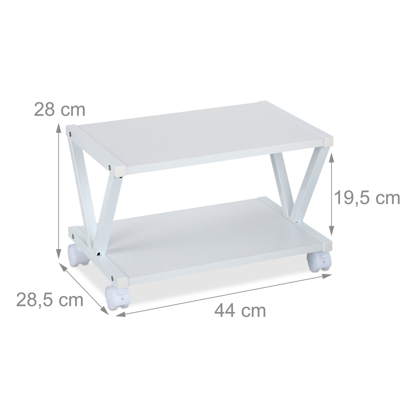 Rollable Printer Stand with Wheels and Shelves