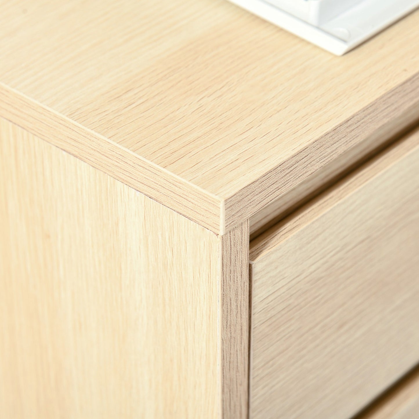 Office file cabinet with wheels, 4 drawers, natural finish