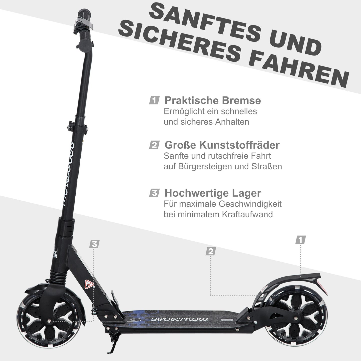 Height adjustable scooter with shock absorption system