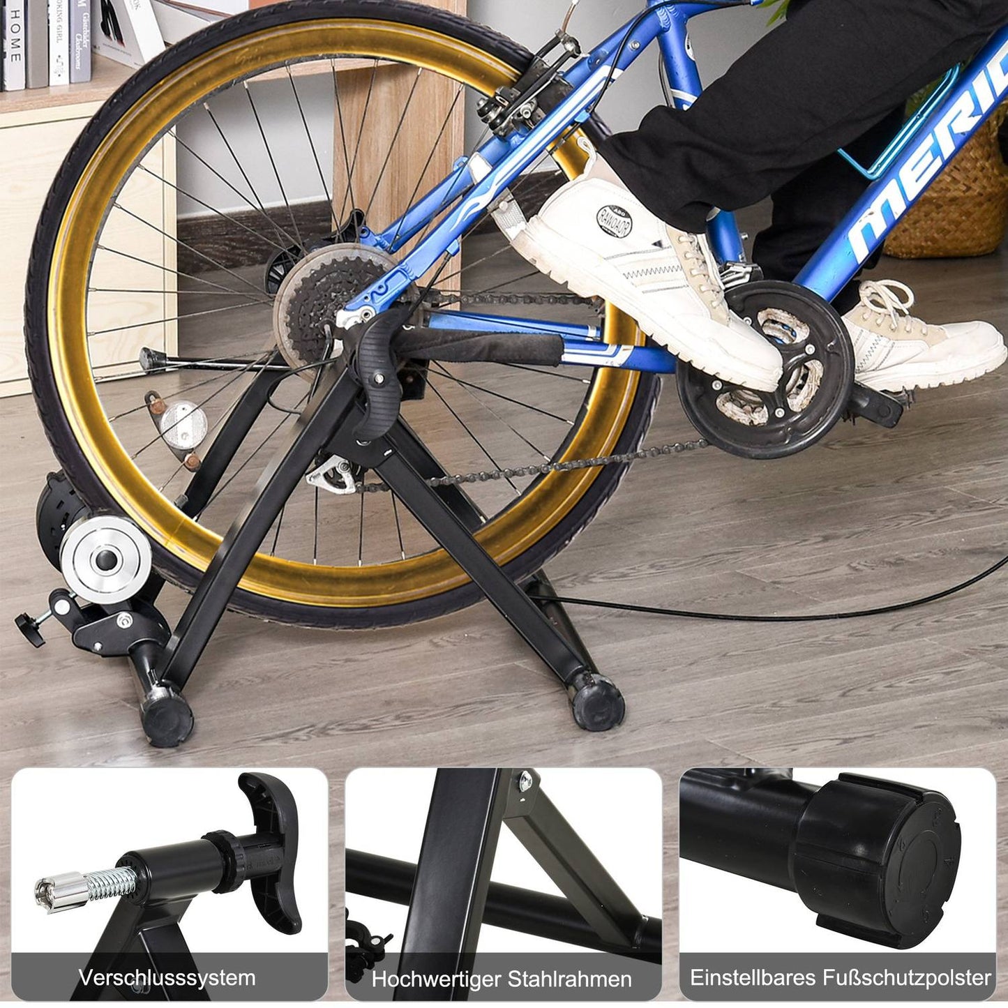 Indoor Bike Trainer - Magnetic, Collapsible, 26""-29"" Wheels