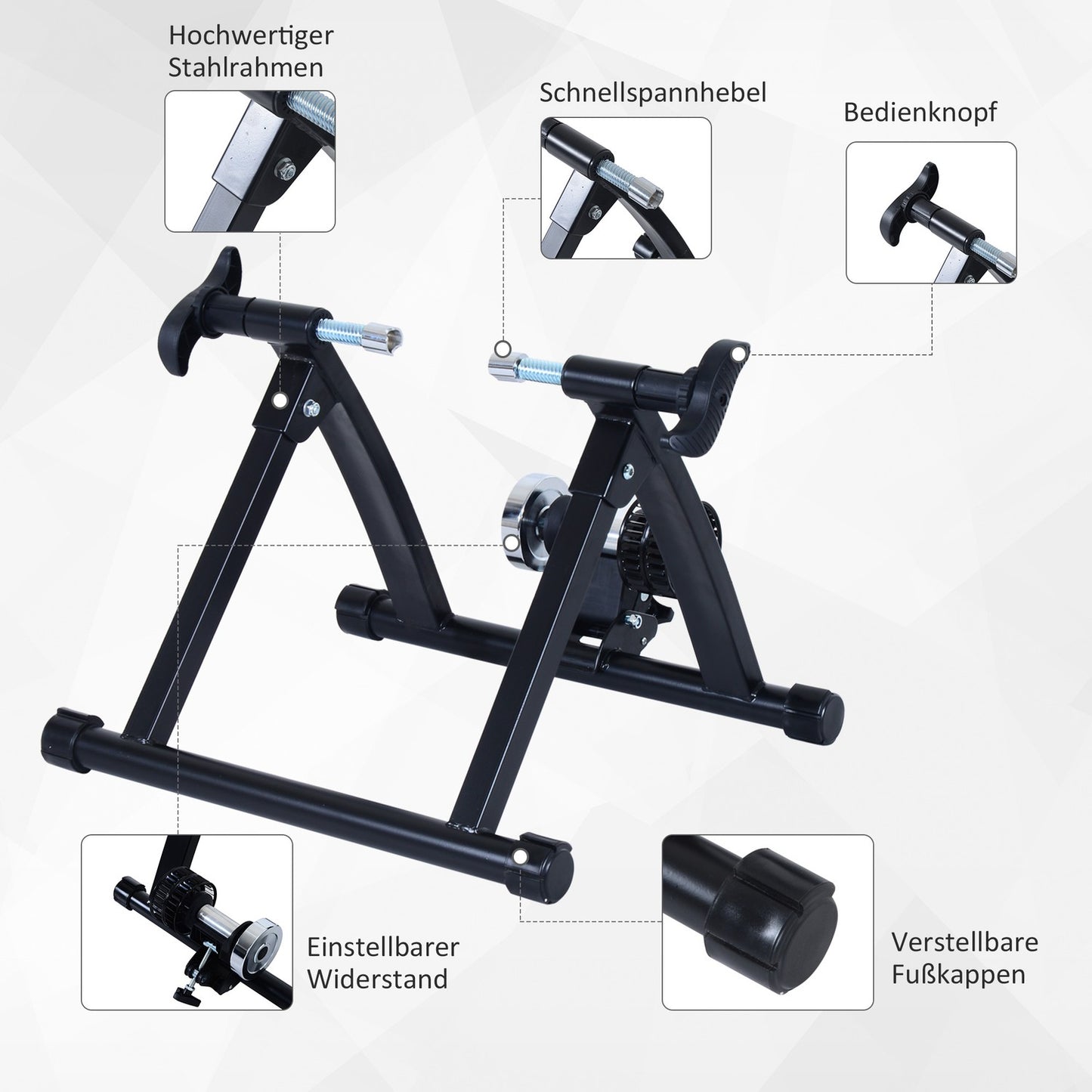 Indoor bike roller trainer with magnetic brake, foldable