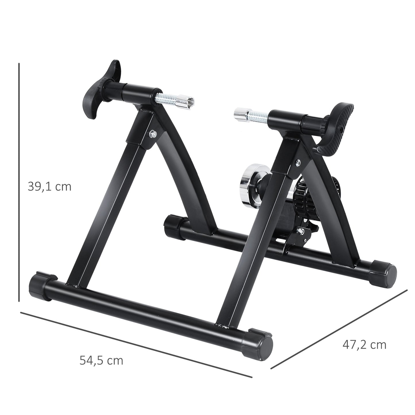Indoor bike roller trainer with magnetic brake, foldable