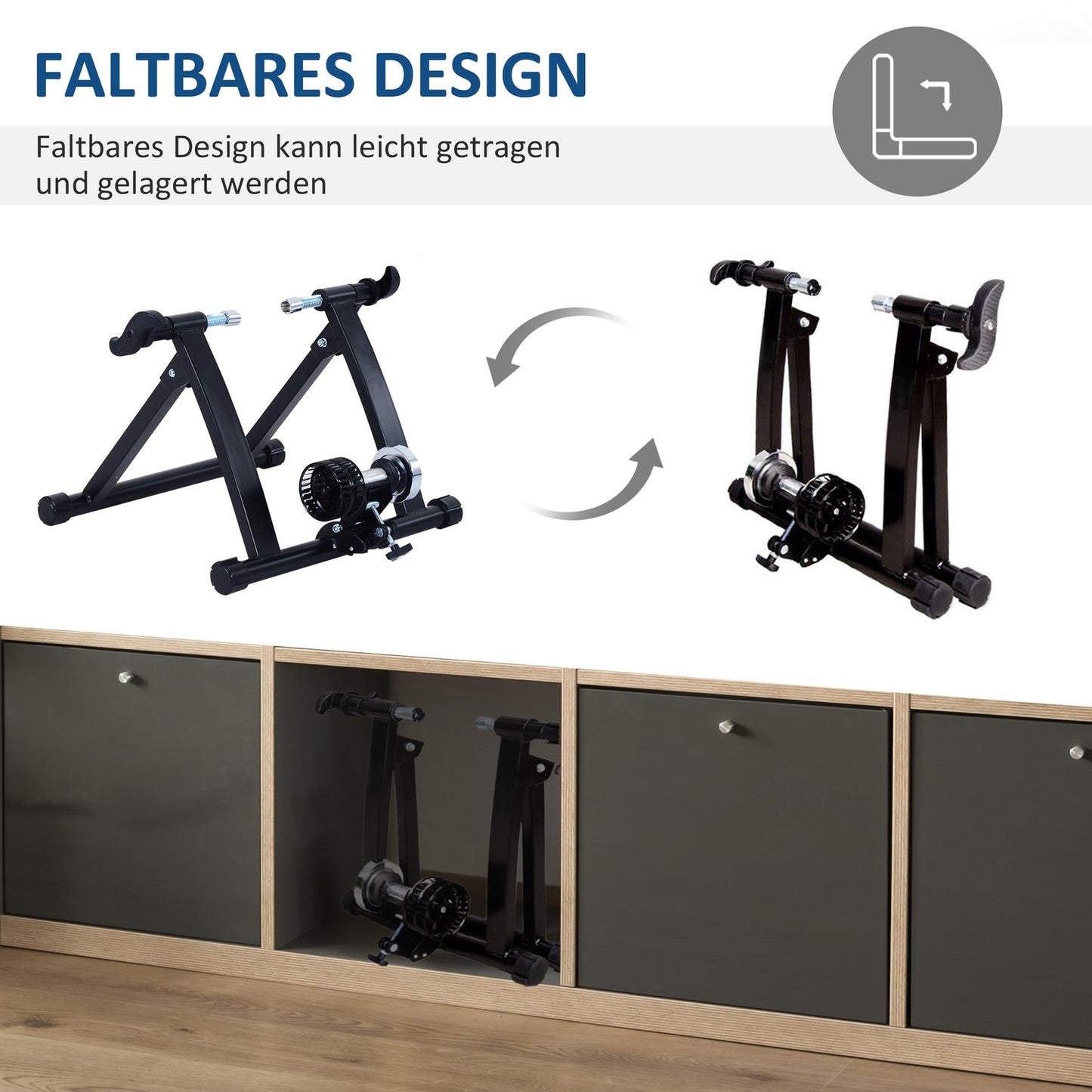Indoor bike roller trainer with magnetic brake, foldable