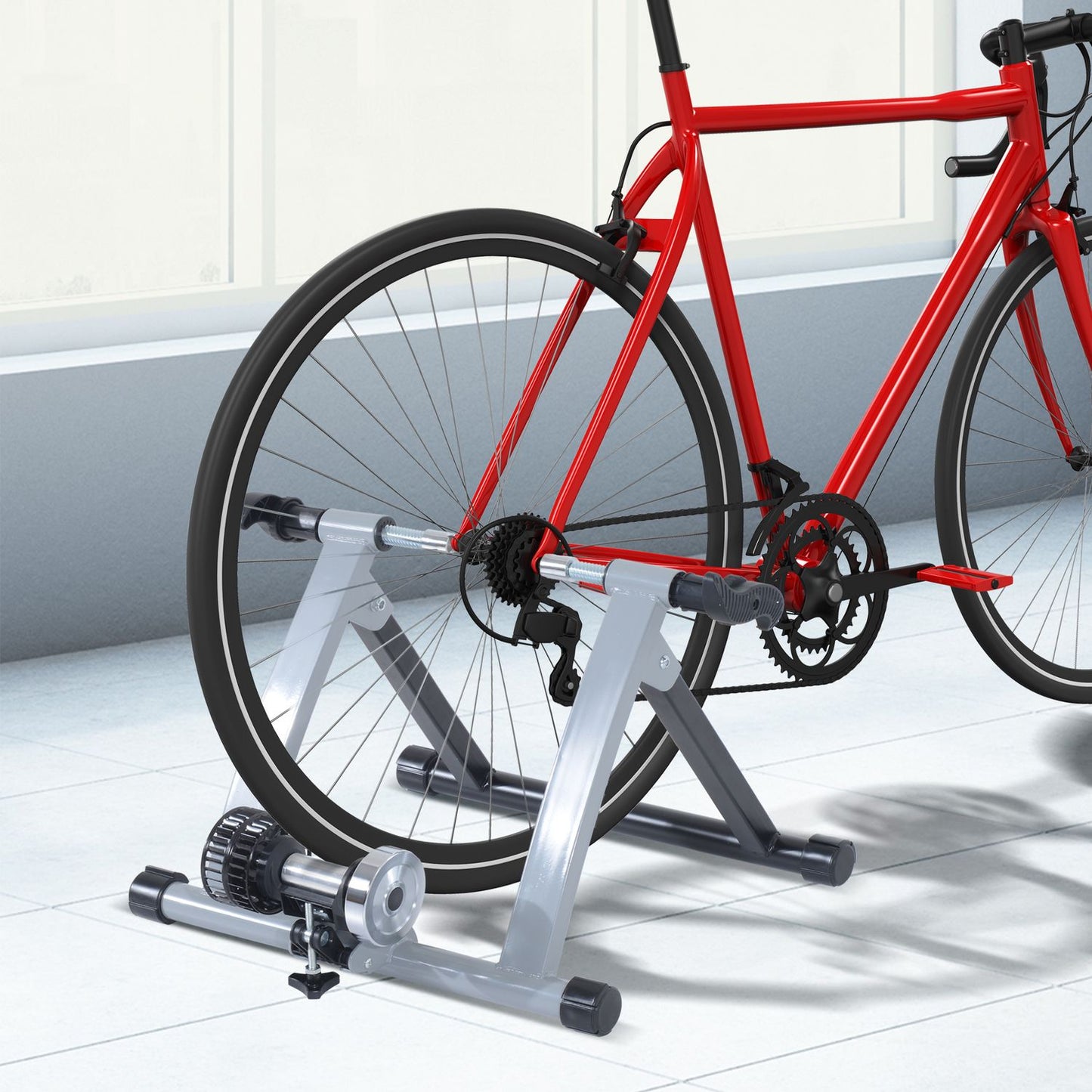 Indoor bike trainer, foldable magnetic brake, steel