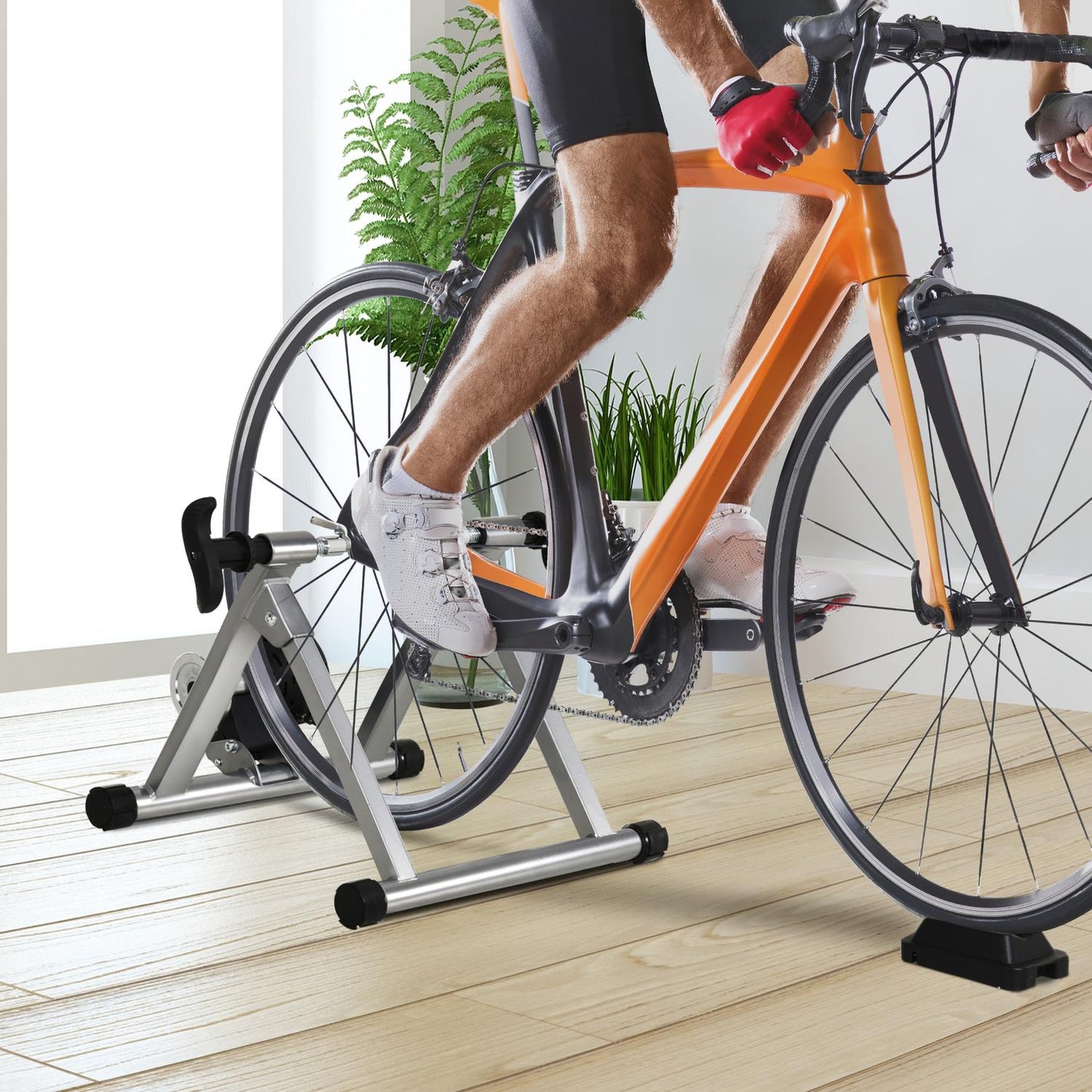 Indoor bike trainer, foldable magnetic, fits 26""-28"" wheels