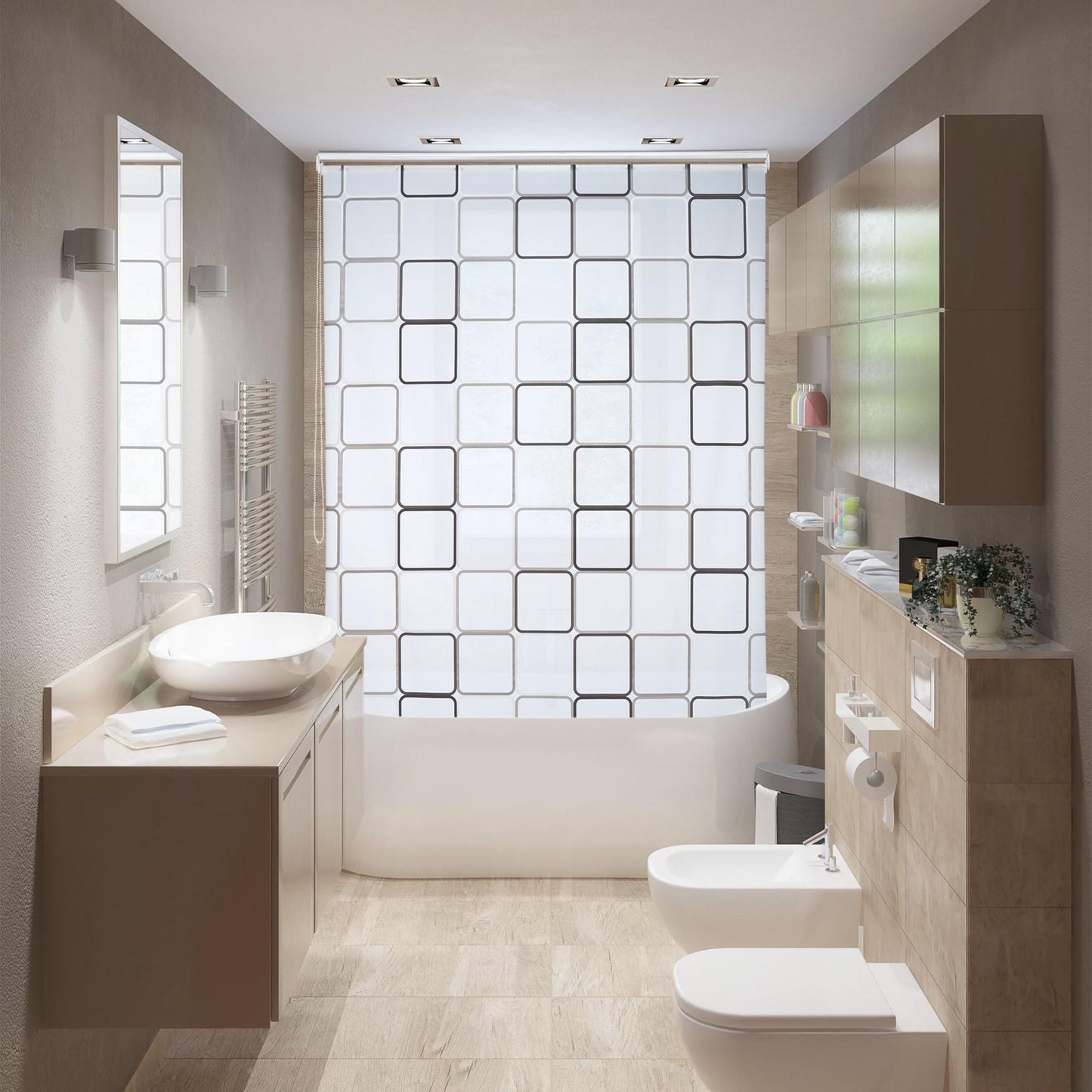 Roller blind for shower SQUARE