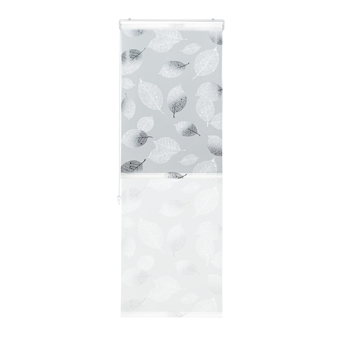 Roller blind for shower with leaf design