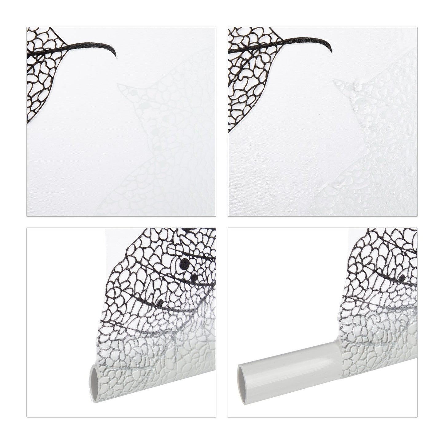 Roller blind for shower with leaf design