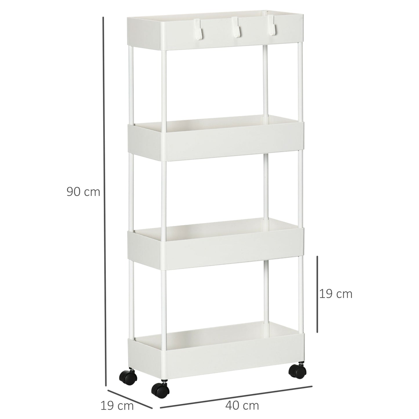 Mobile kitchen shelf, 4-story trolley with wheels