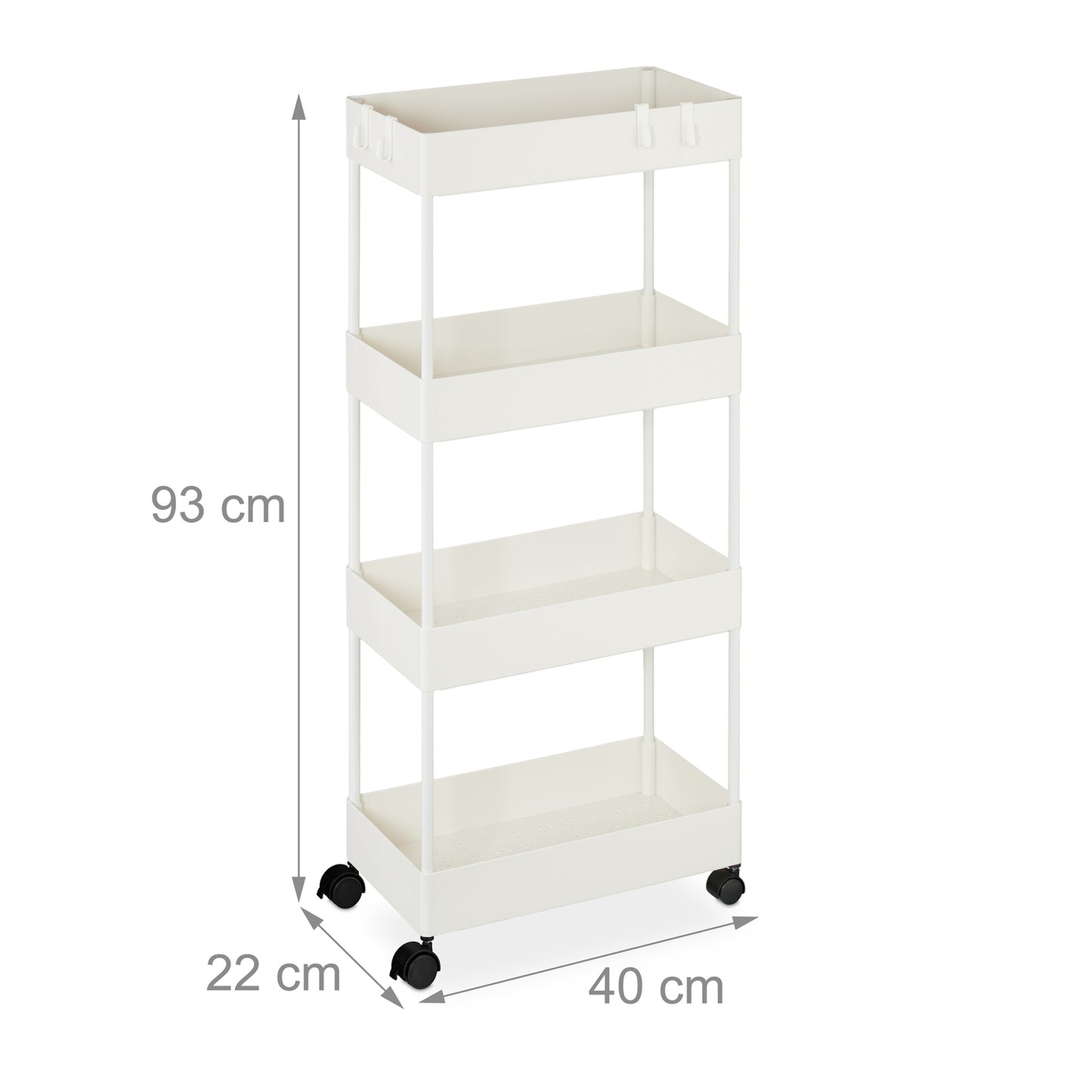 Rolling Cart with 4 Levels, Multi-Purpose Storage