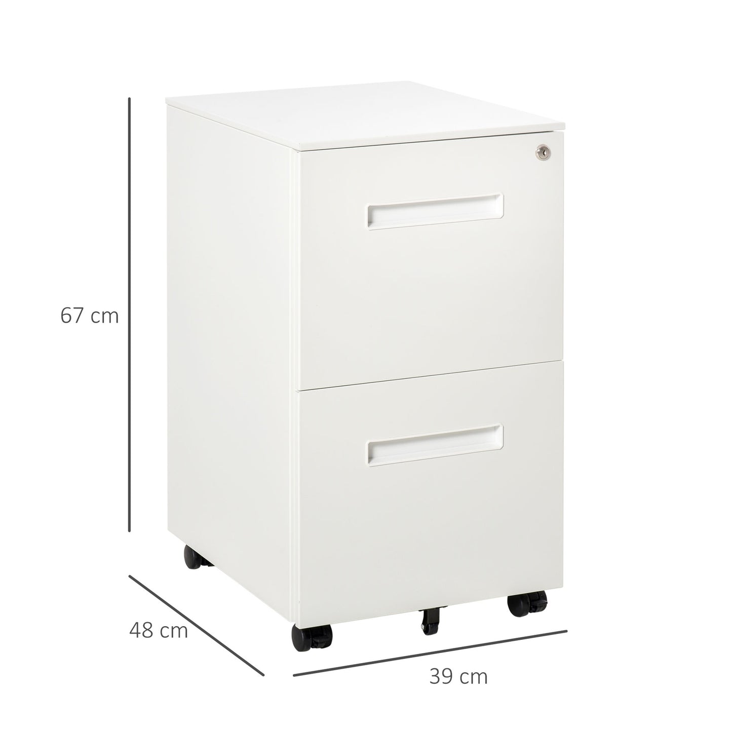 Lockable steel filing cabinet on wheels, 2 drawers, A4