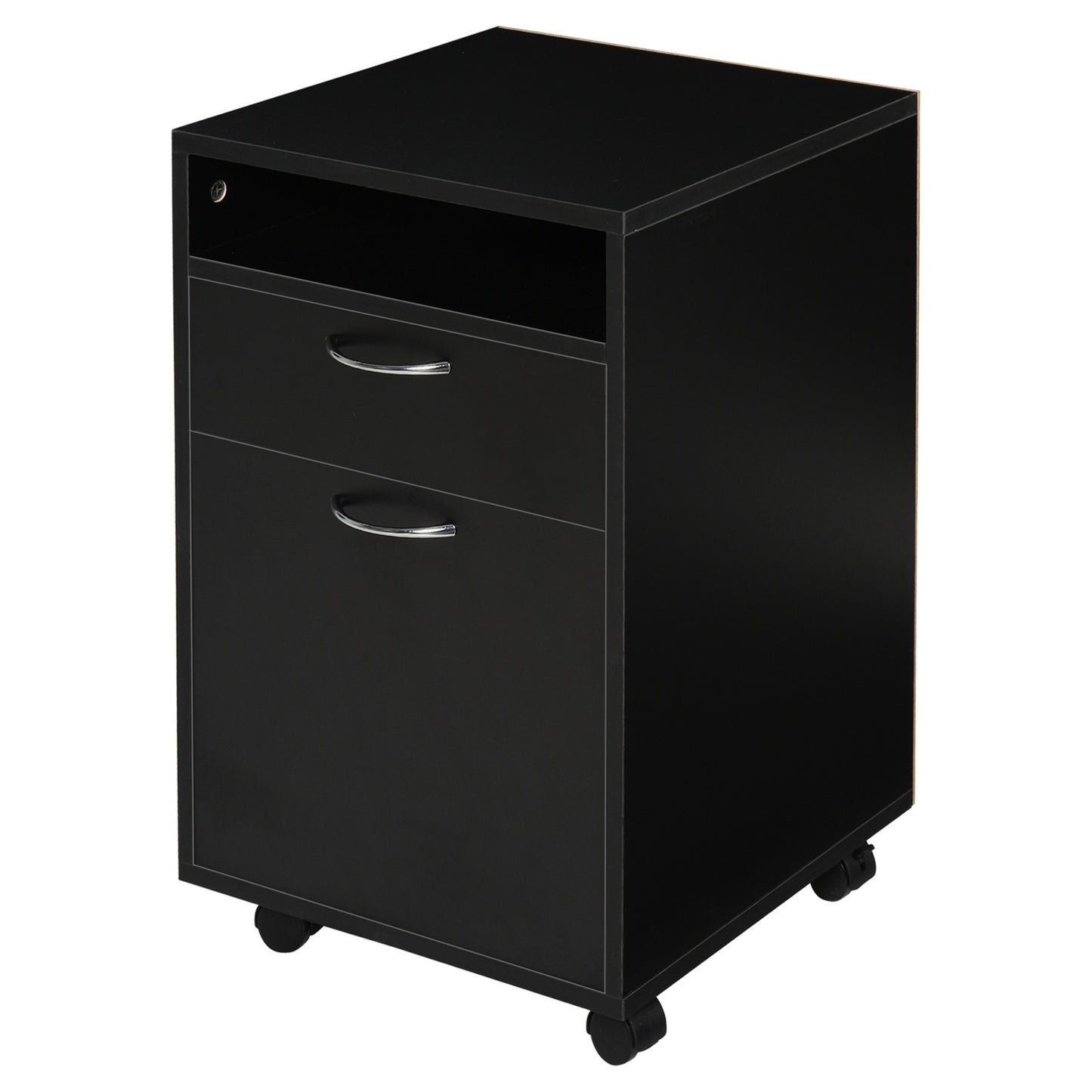 Rolling filing cabinet with drawer - Black, 40x35x60 cm