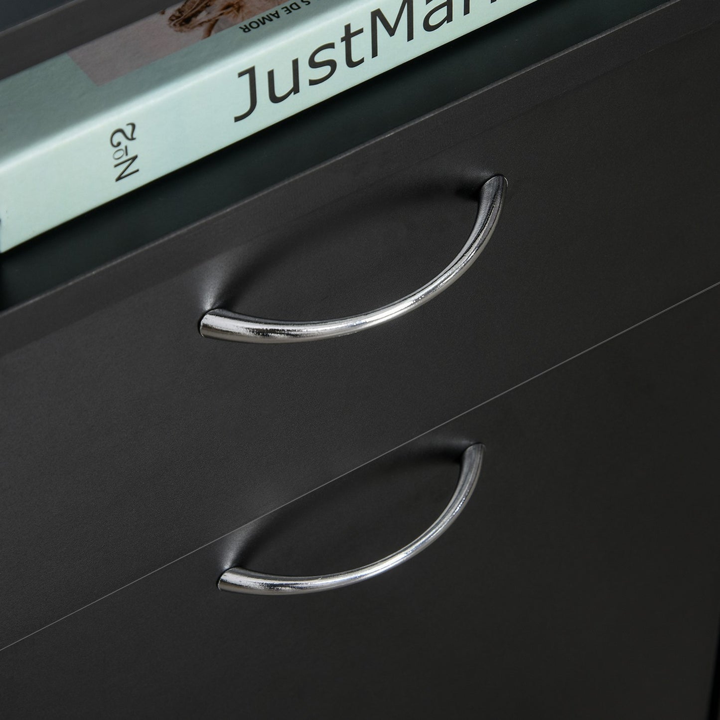 Rolling filing cabinet with drawer - Black, 40x35x60 cm