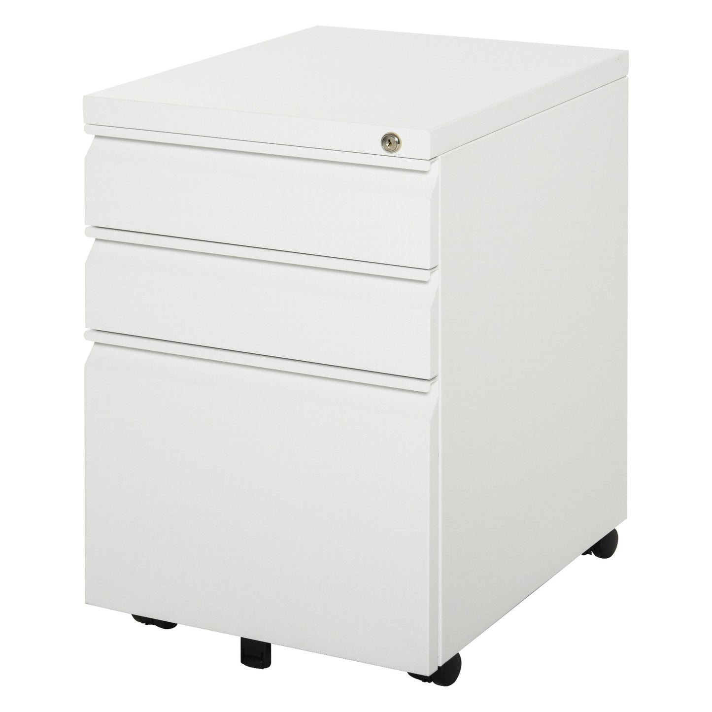 Office cabinet with 3 drawers, steel, white, mobile