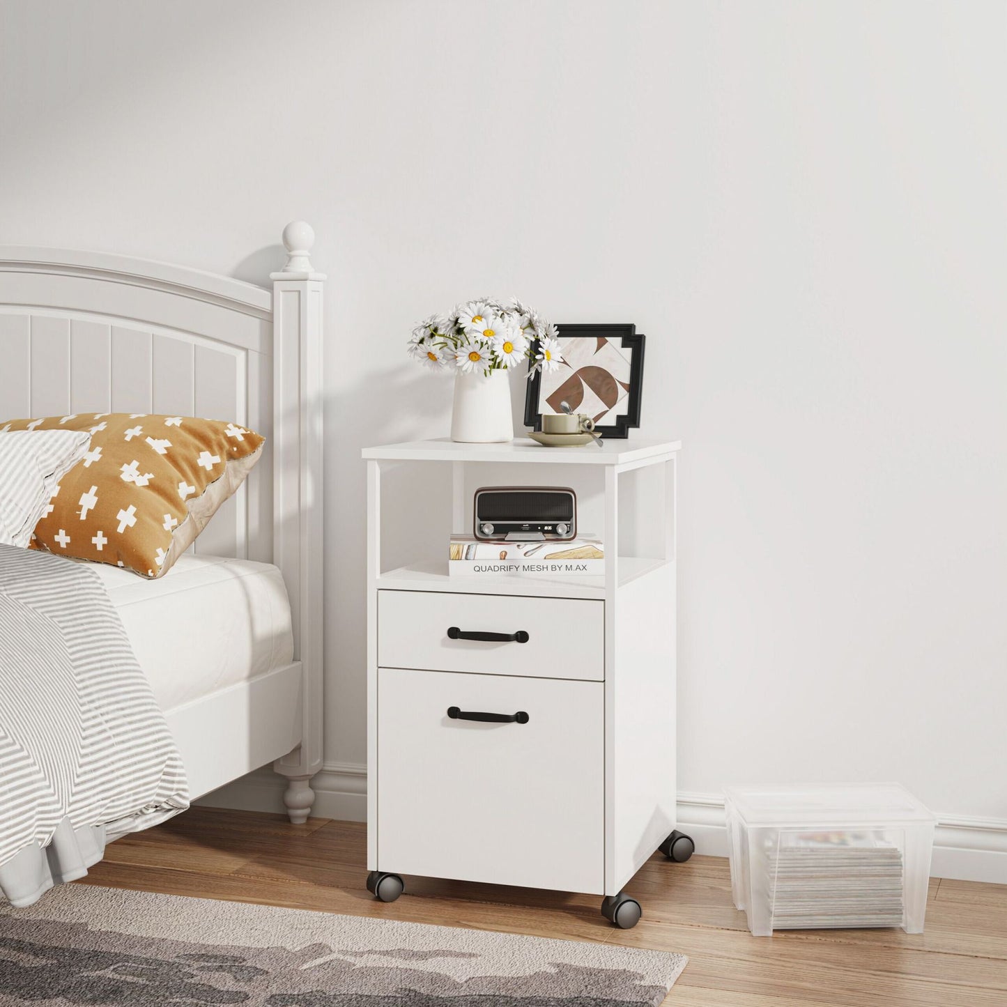 Rolling File Cabinet with 2 Drawers, Mobile Office Storage