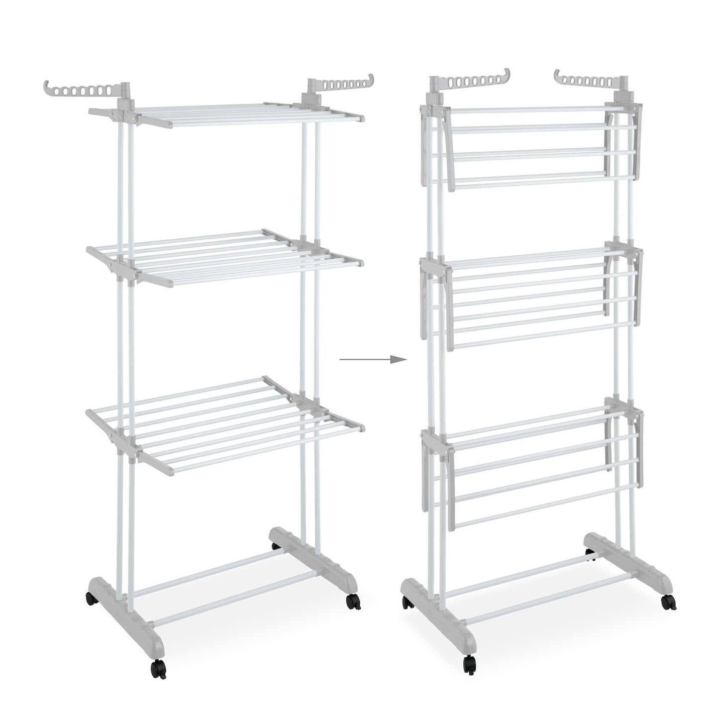 Rolling Laundry Drying Rack with Foldable Wings