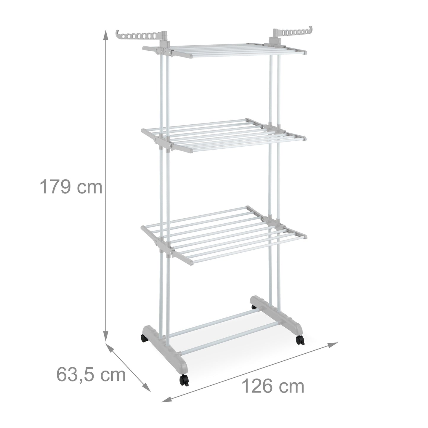 Rolling Laundry Drying Rack with Foldable Wings