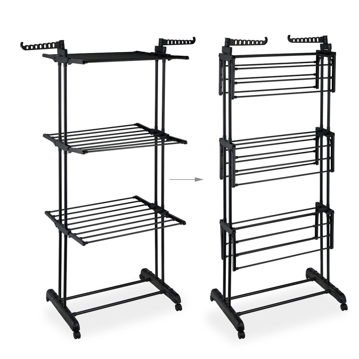 Rolling Laundry Drying Rack with Foldable Wings