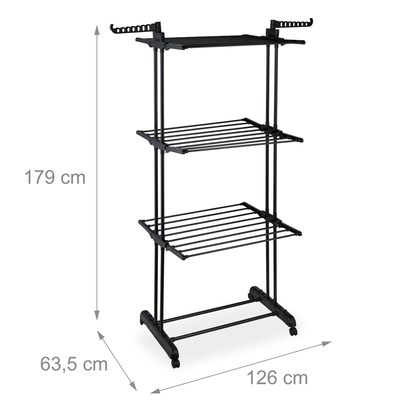 Rolling Laundry Drying Rack with Foldable Wings