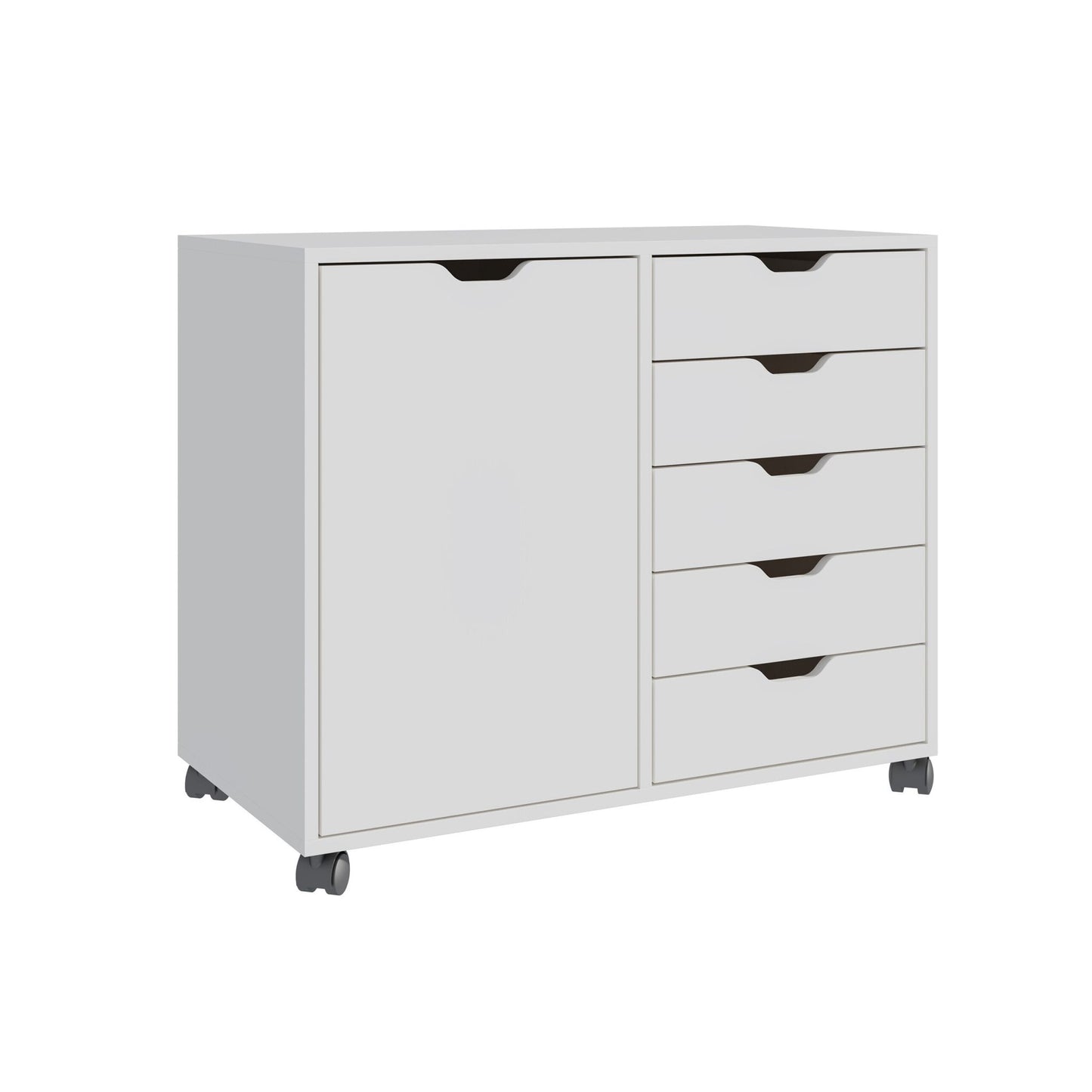 Rolling Office Cart with 5 Drawers & 2 Shelves