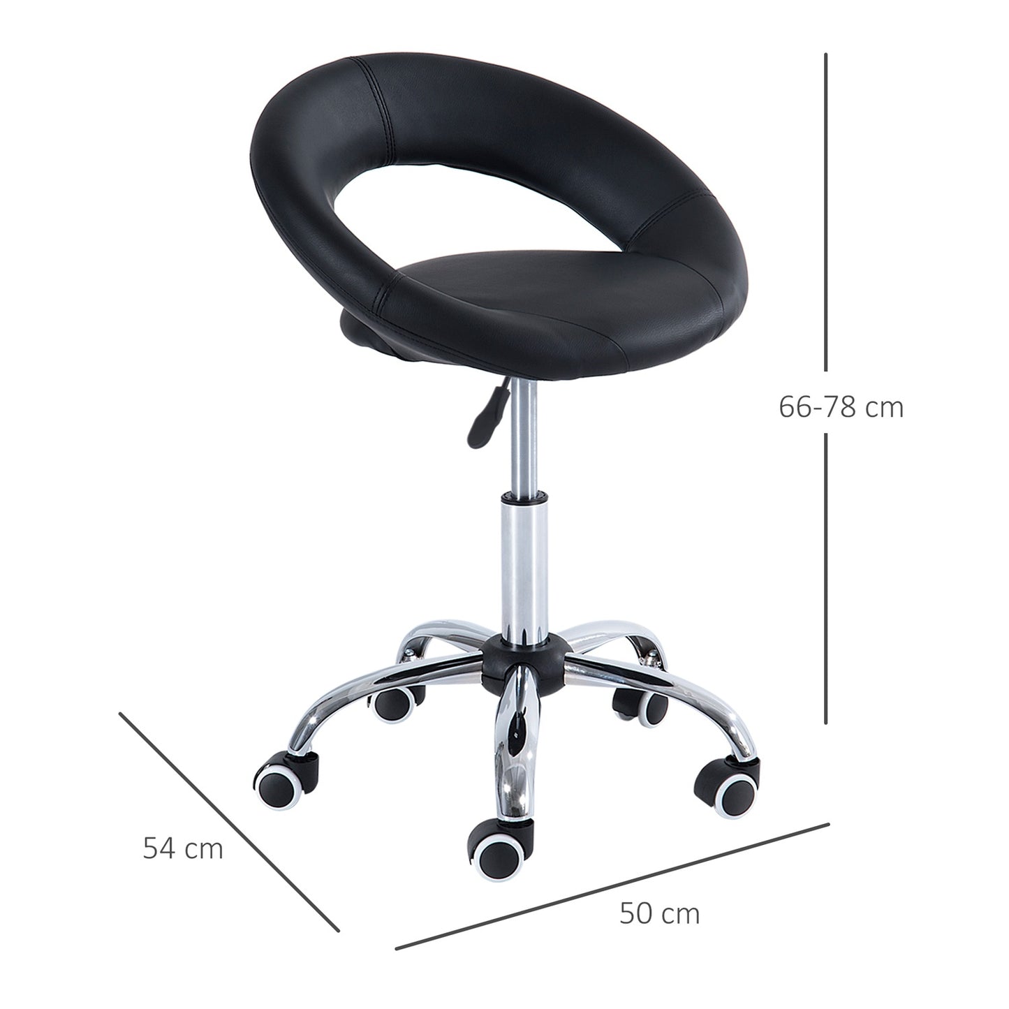Height adjustable swivel stool - black PU & metal