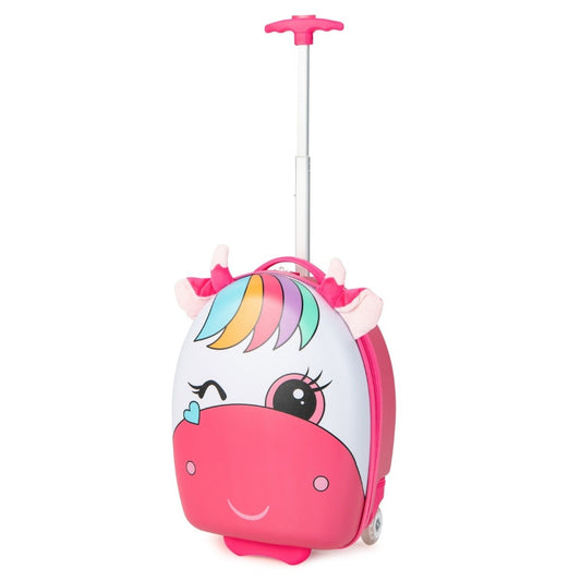 Rolling Suitcase Hard Shell Hand Luggage for Children 33 x 22 x 45 cm Pink