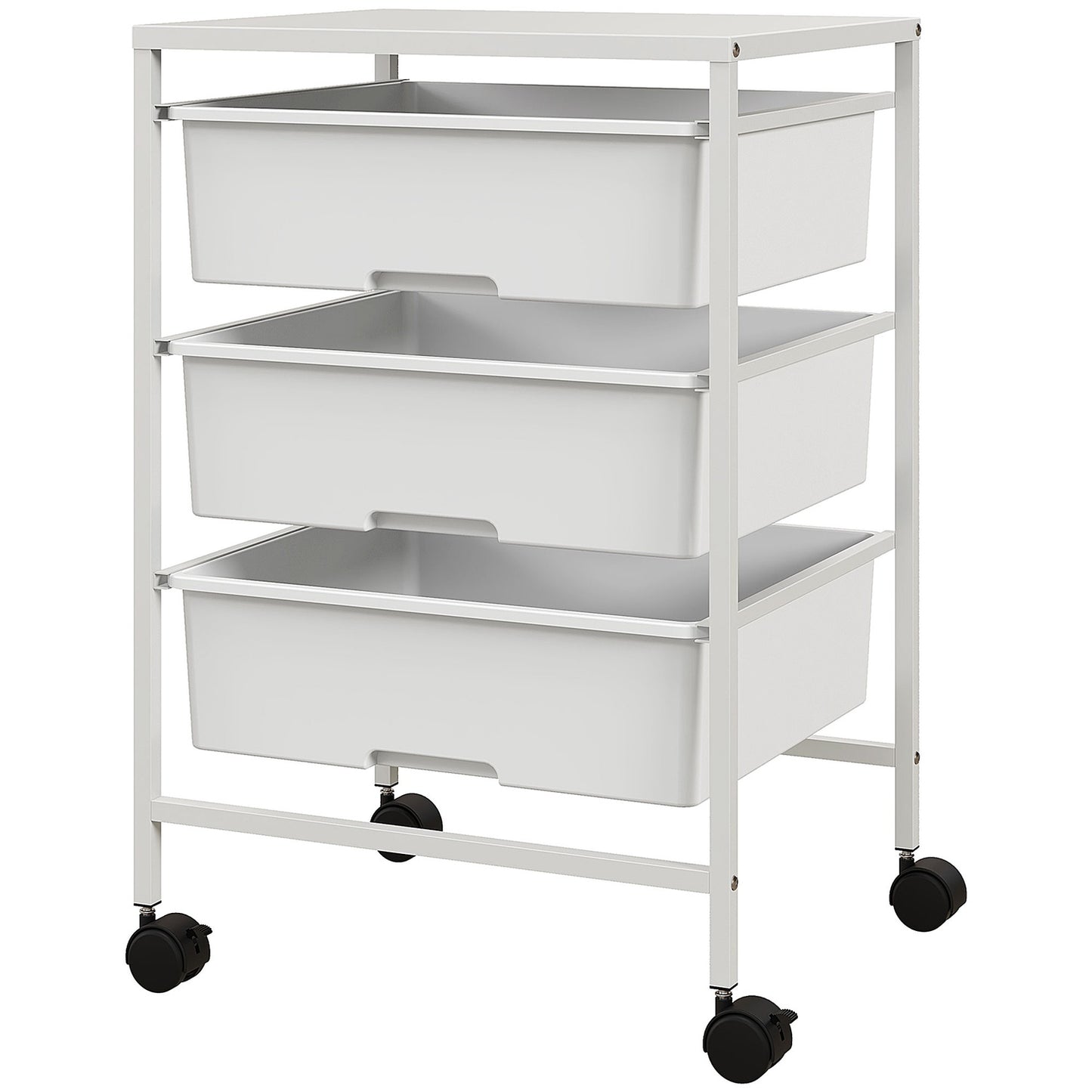 White 3-tier rolling storage trolley for kitchen & living room